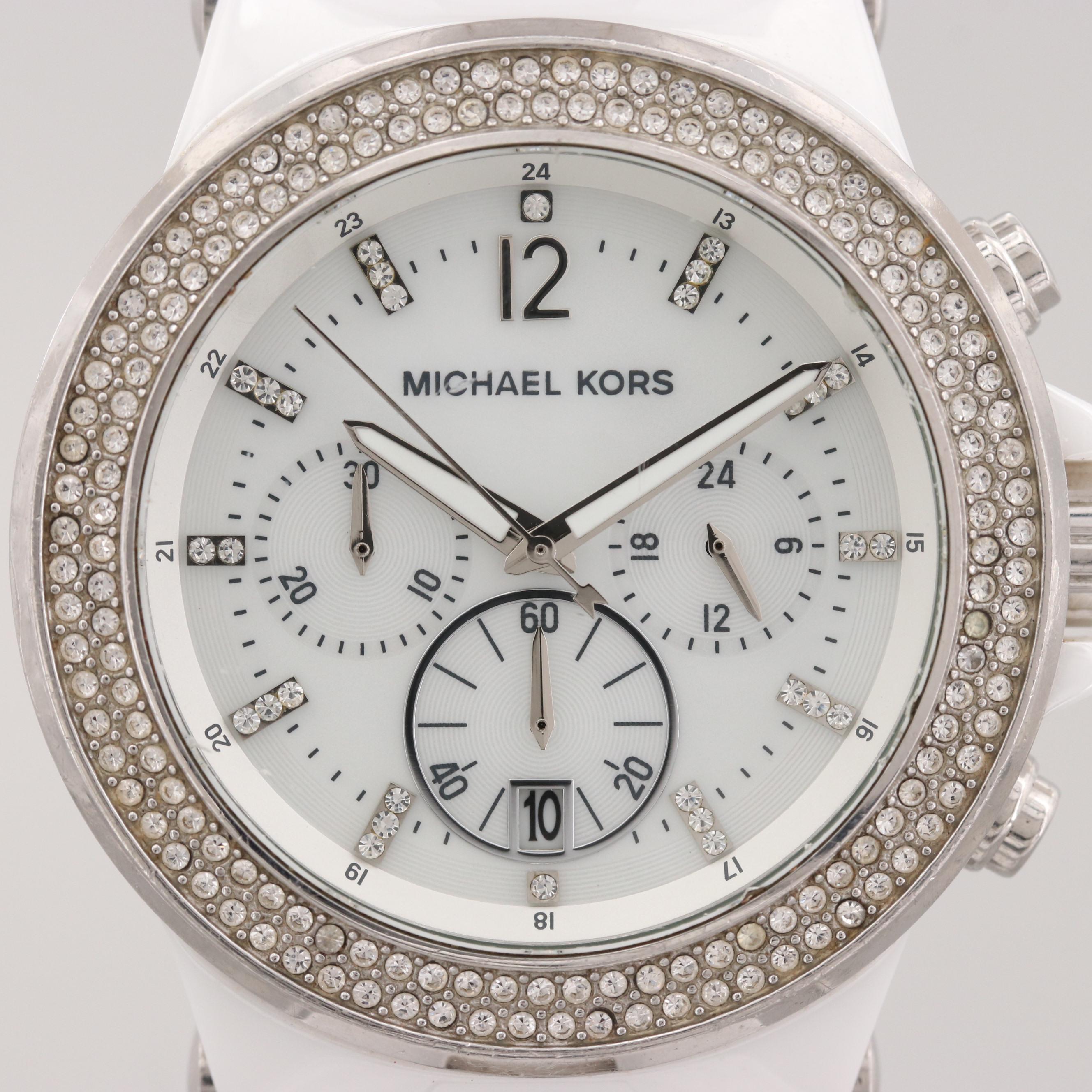 Michael Kors MK-5391 Ceramic Quartz Chronograph Watch With Glass Crystals