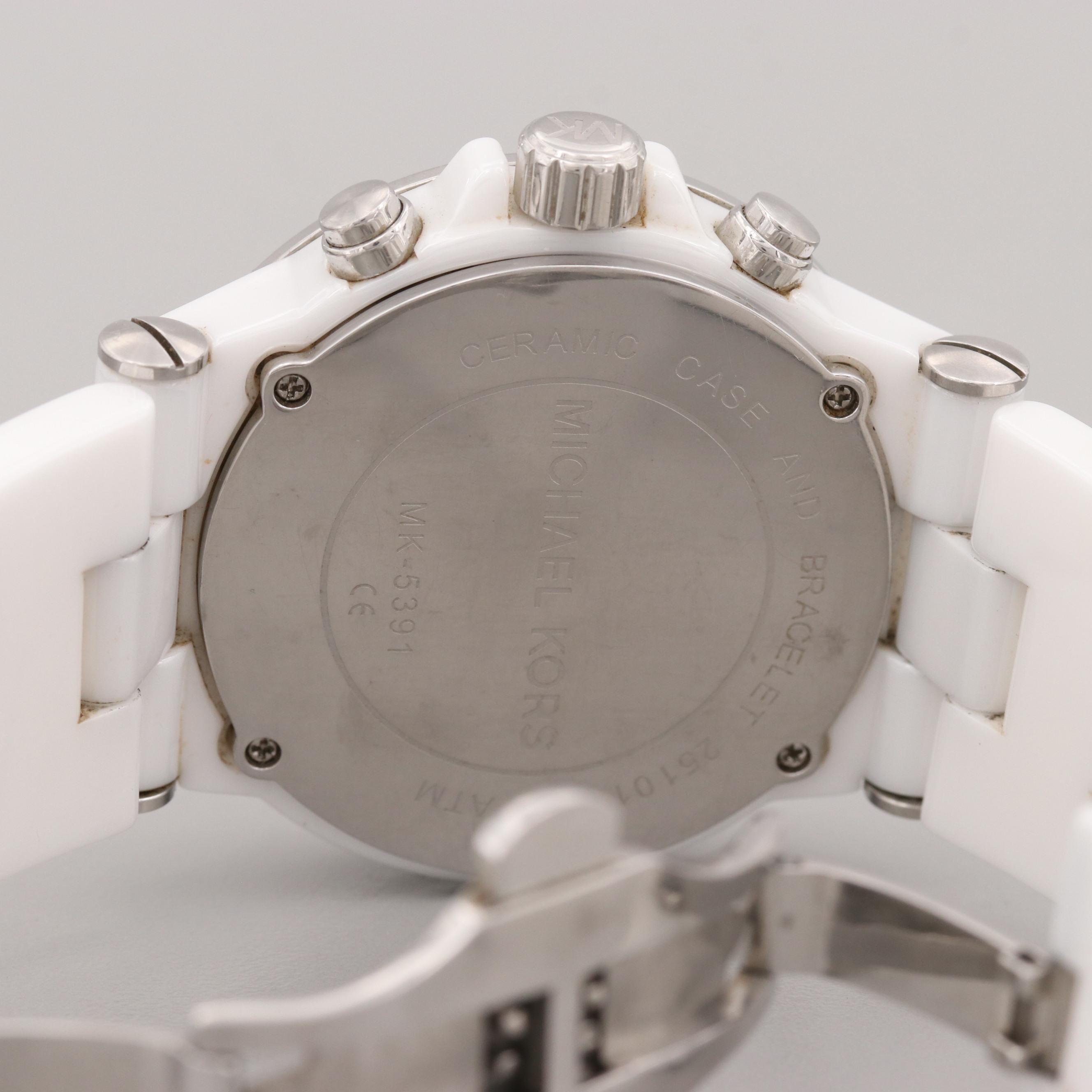 Michael Kors MK-5391 Ceramic Quartz Chronograph Watch With Glass Crystals
