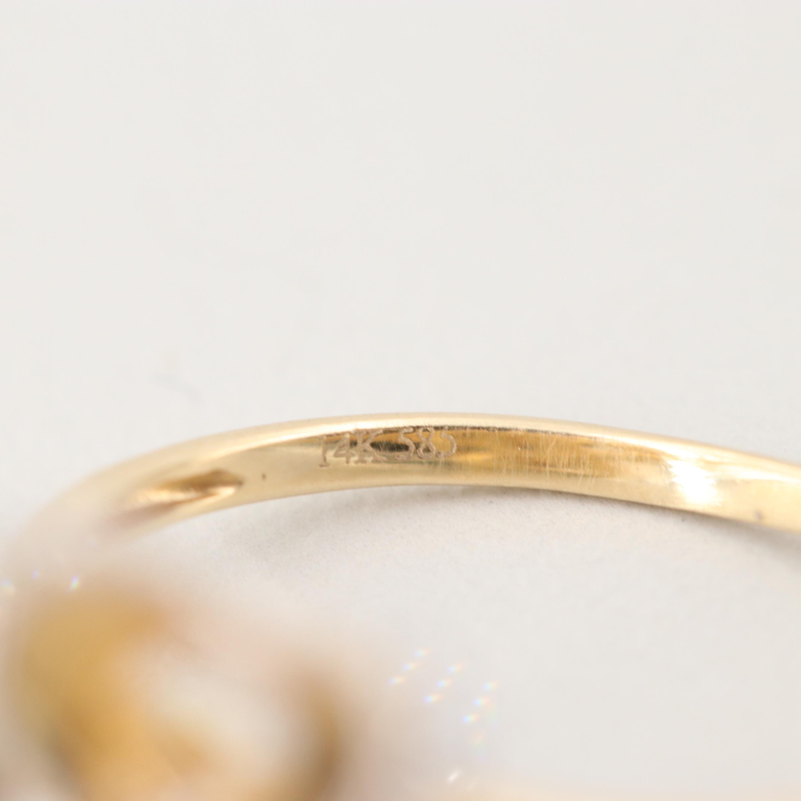 14K Yellow Gold Diamond Flower Ring