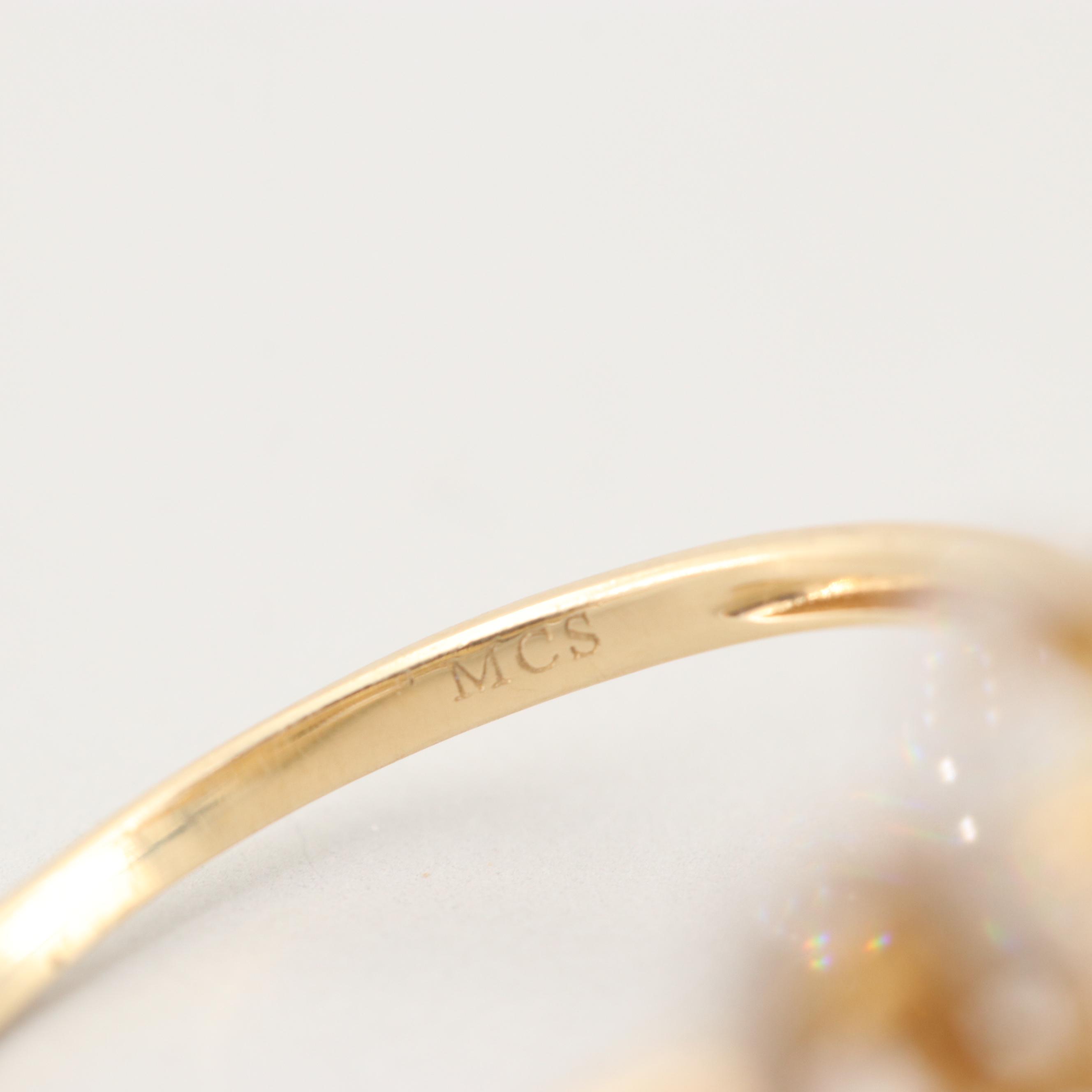 14K Yellow Gold Diamond Flower Ring