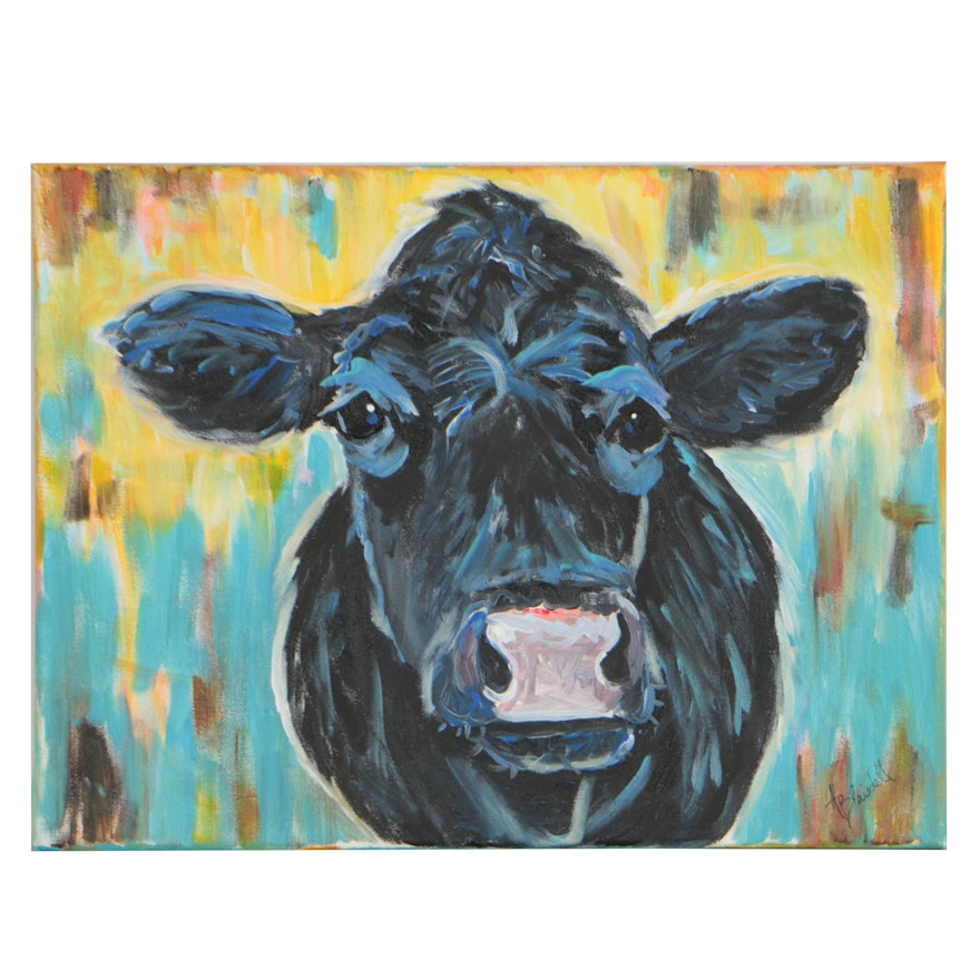 Angela Blaisdell Acrylic Painting "Molly the Cow"