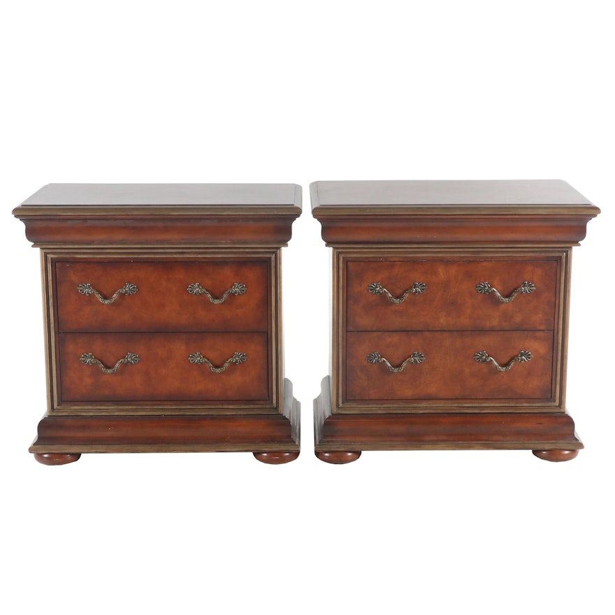 Mahogany Wood Transitional Nightstands, Contemporary