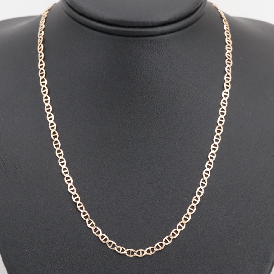 14K Yellow Gold Anchor Chain Necklace