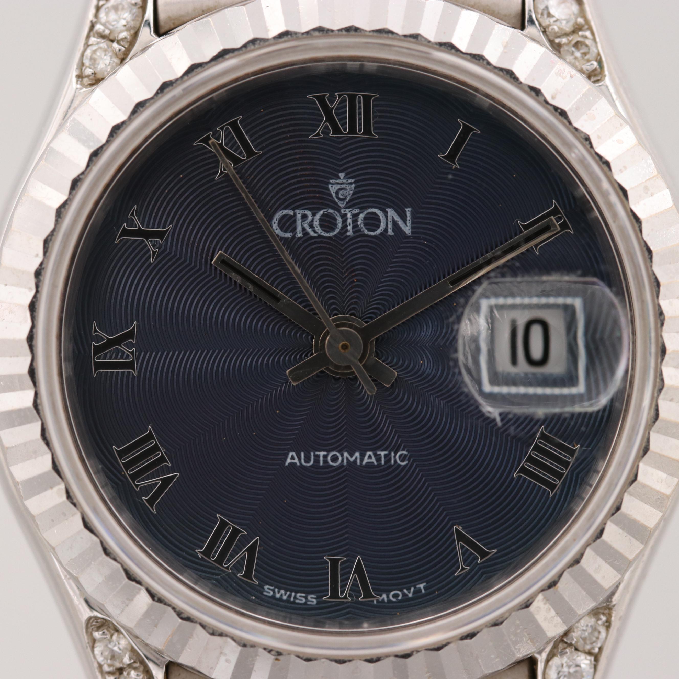 Croton 18K White Gold and Diamonds Automatic Watch