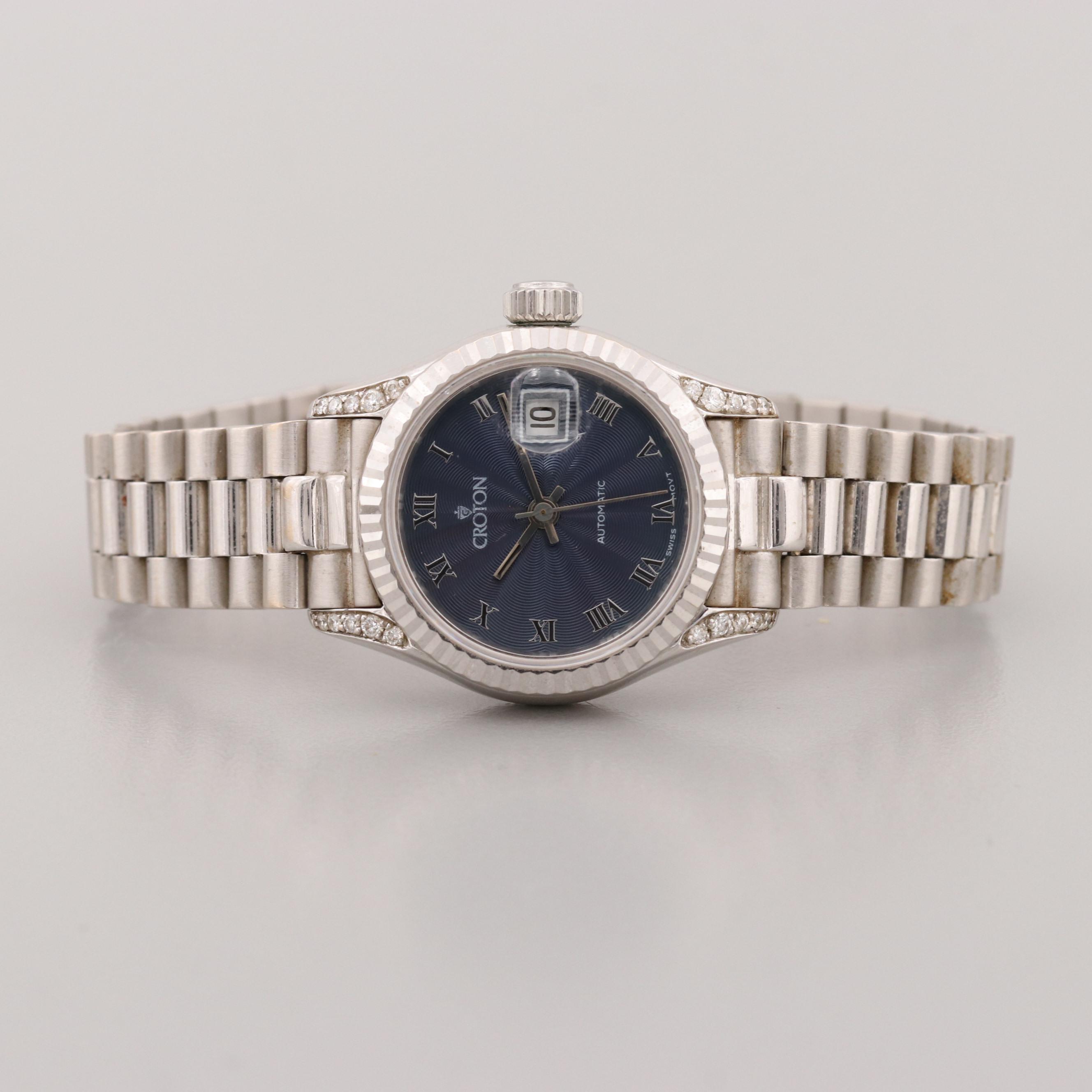 Croton 18K White Gold and Diamonds Automatic Watch