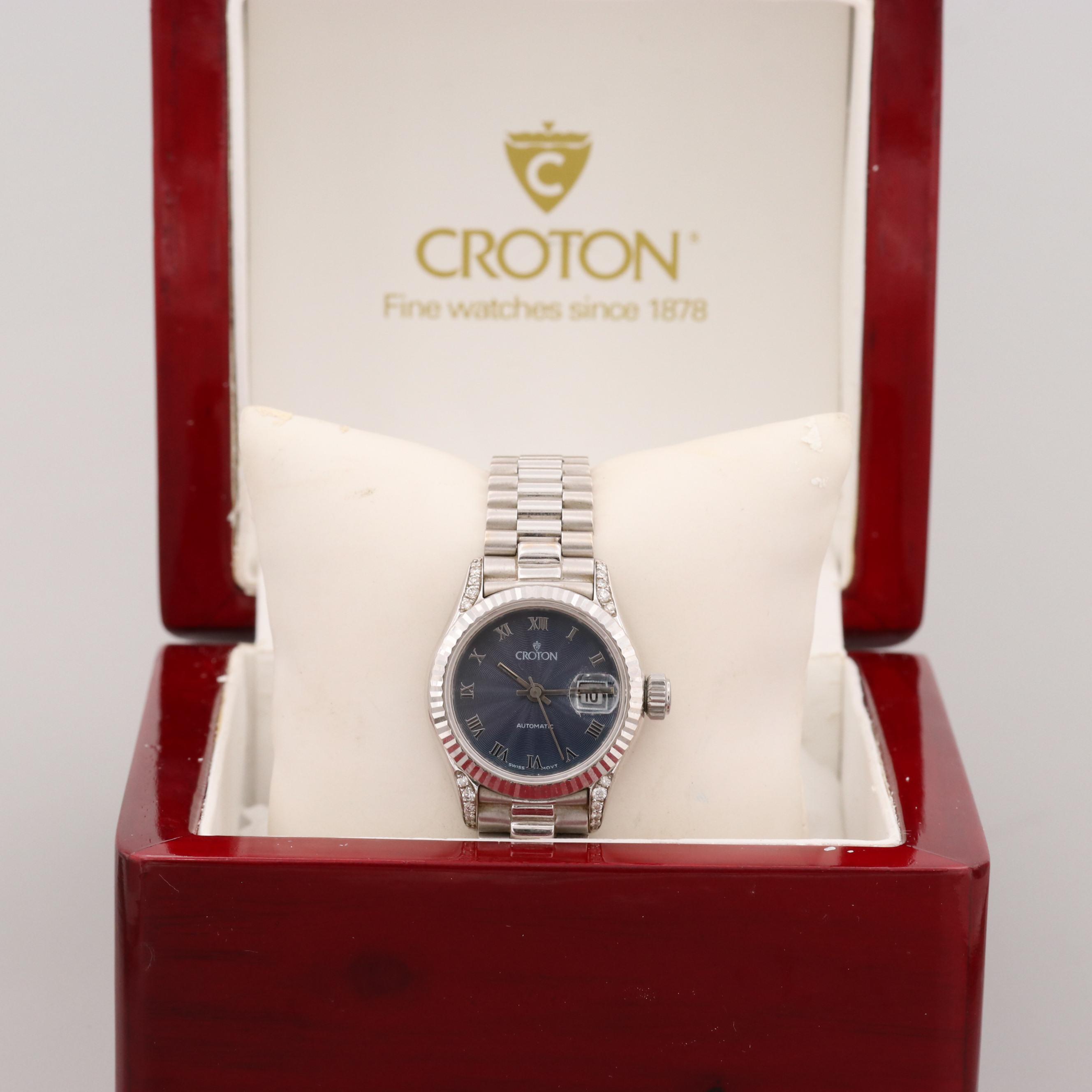 Croton 18K White Gold and Diamonds Automatic Watch