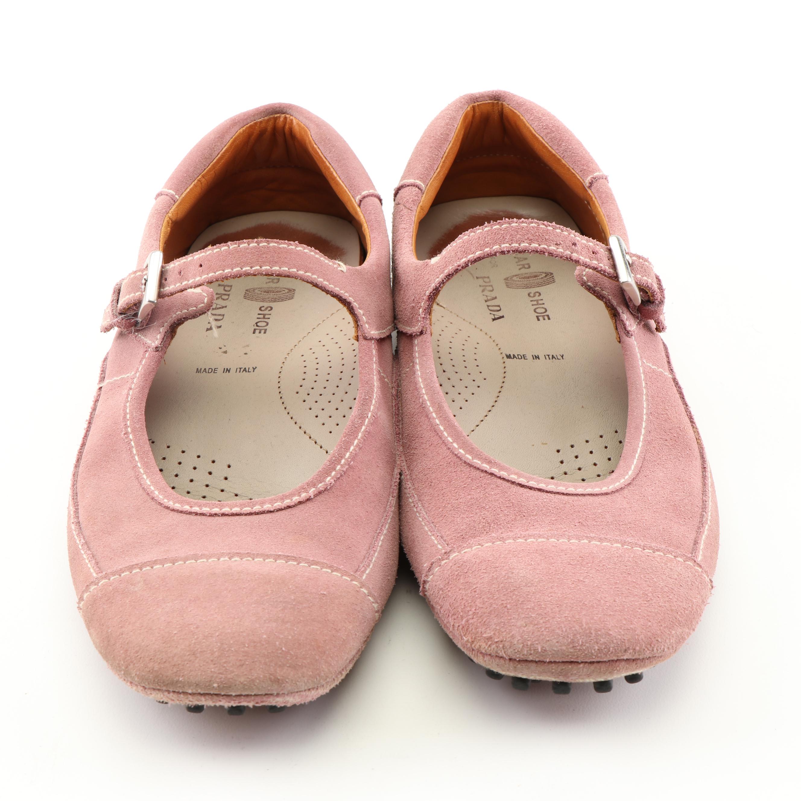 The Car Shoe for Prada Suede Flats and Hogan Thongs