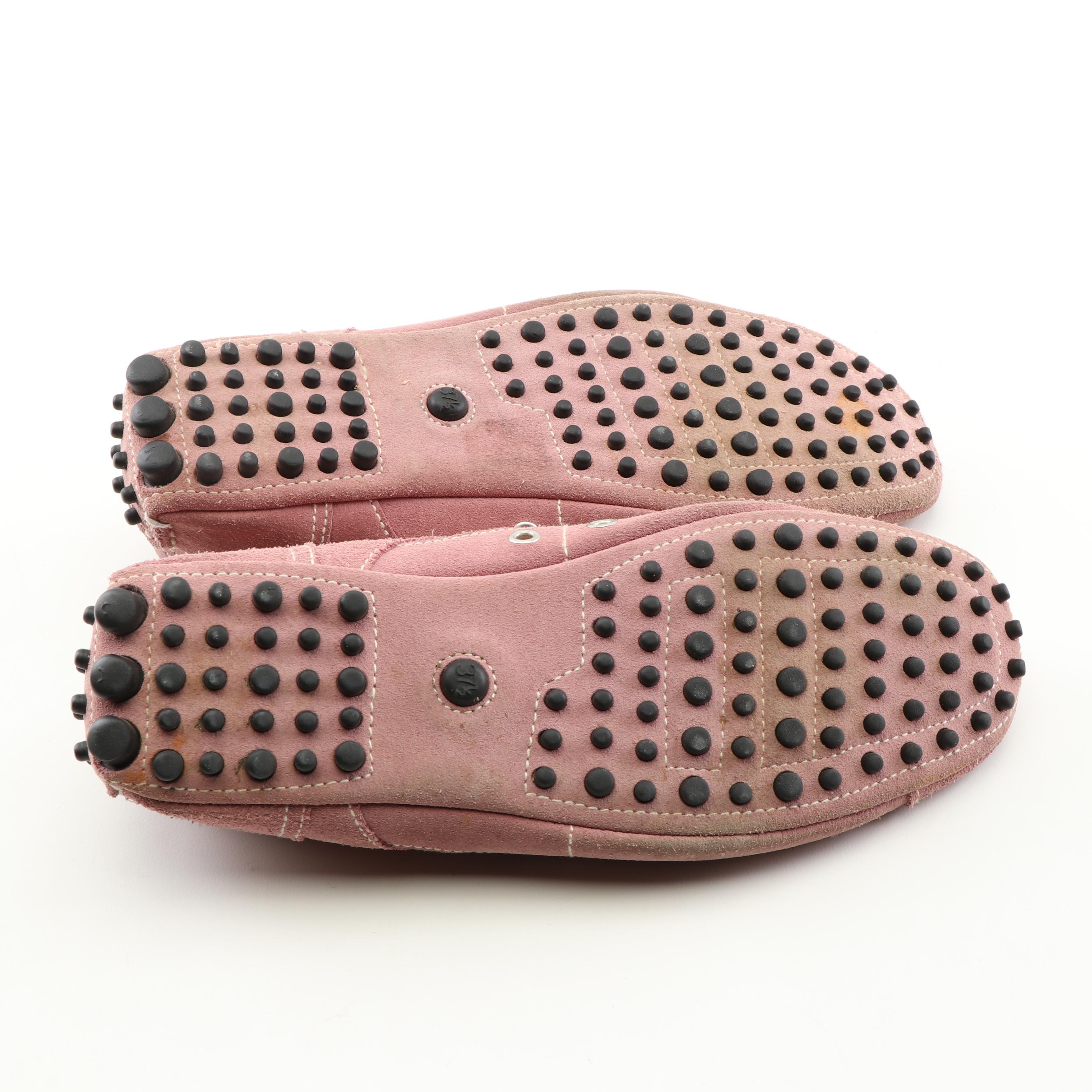 The Car Shoe for Prada Suede Flats and Hogan Thongs