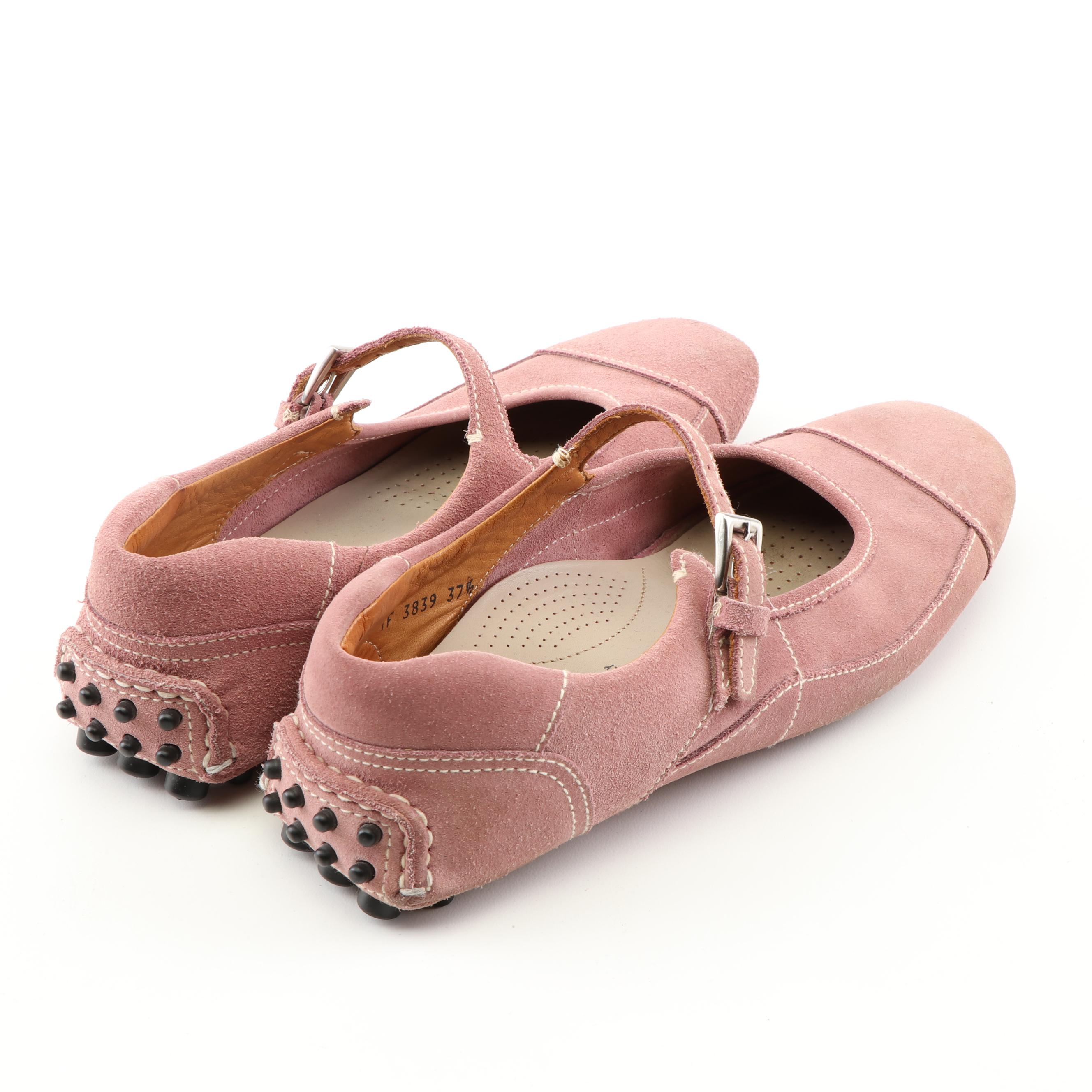 The Car Shoe for Prada Suede Flats and Hogan Thongs