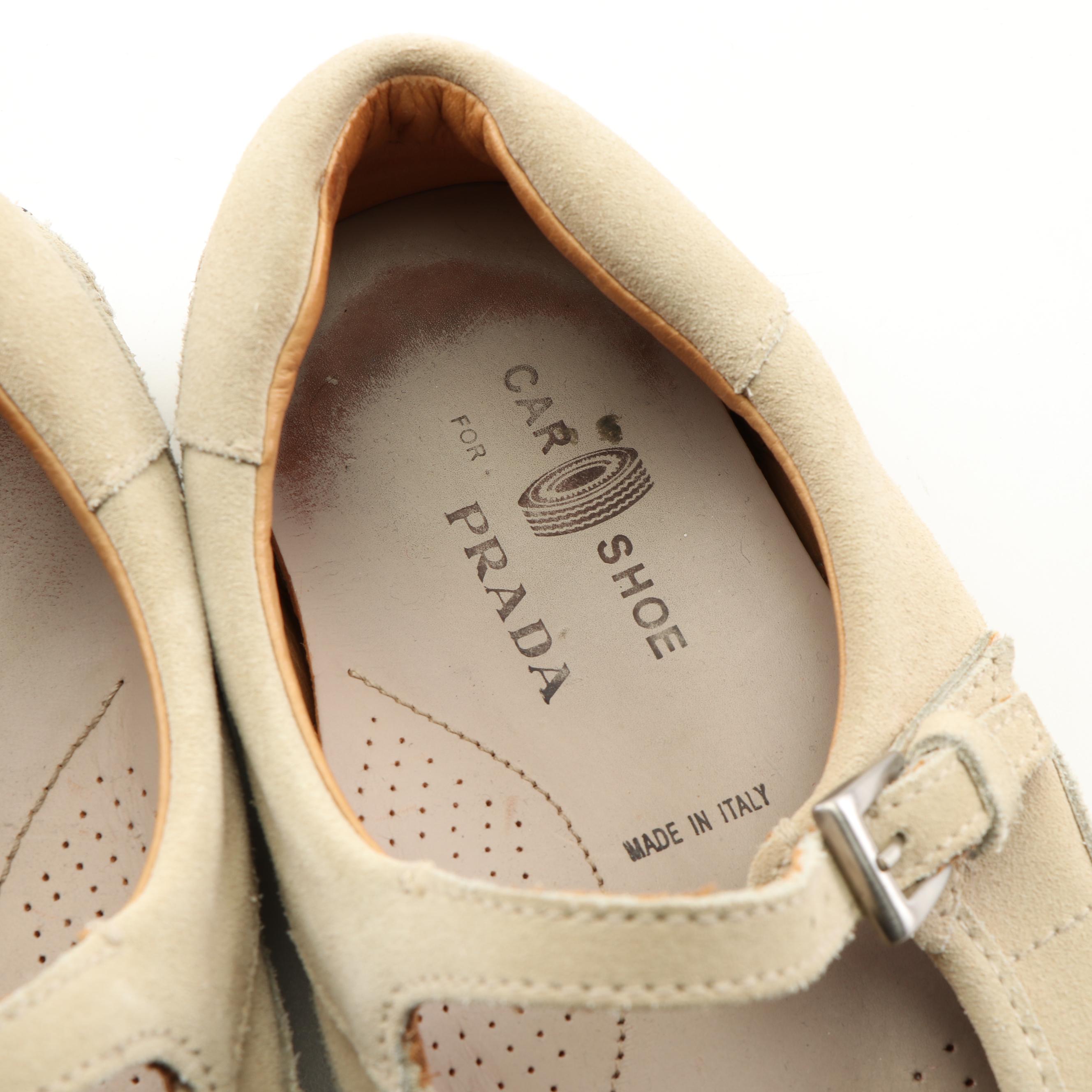 The Car Shoe for Prada Suede Flats and Hogan Thongs