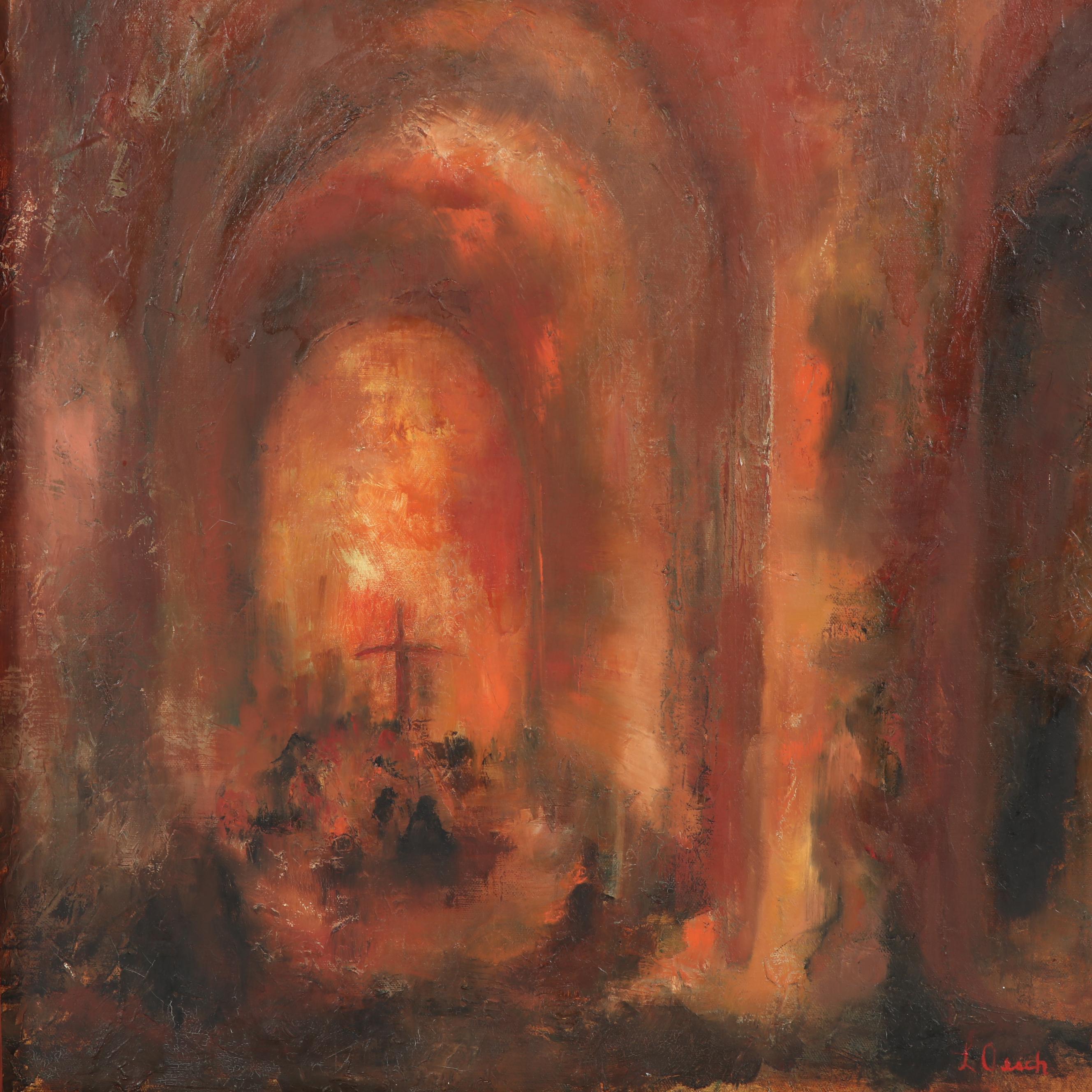 Late 20th Century Expressionism Style Oil Painting