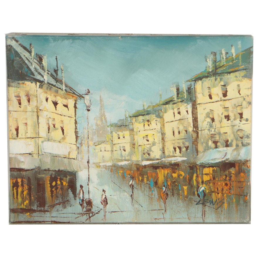 Lewis Oil Painting Abstract Cityscape