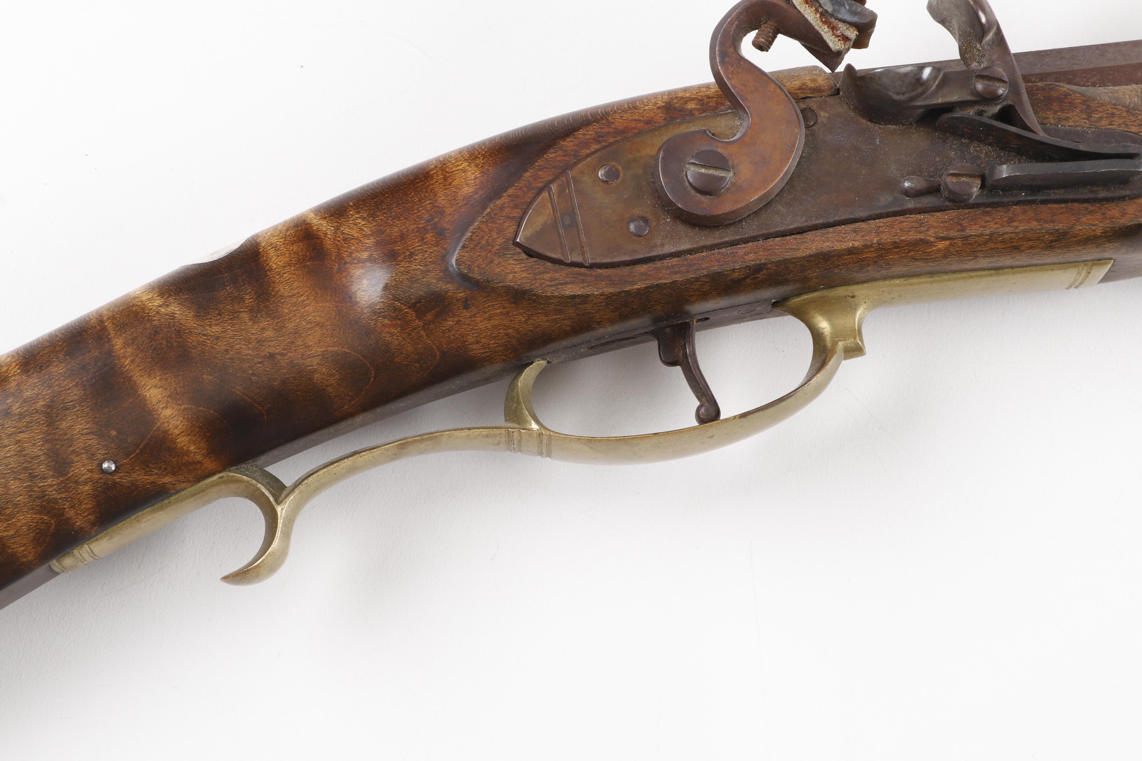 Flintlock Kentucky Long Rifle with Tiger Maple Stock, Late 18th/Early 19th Cent.
