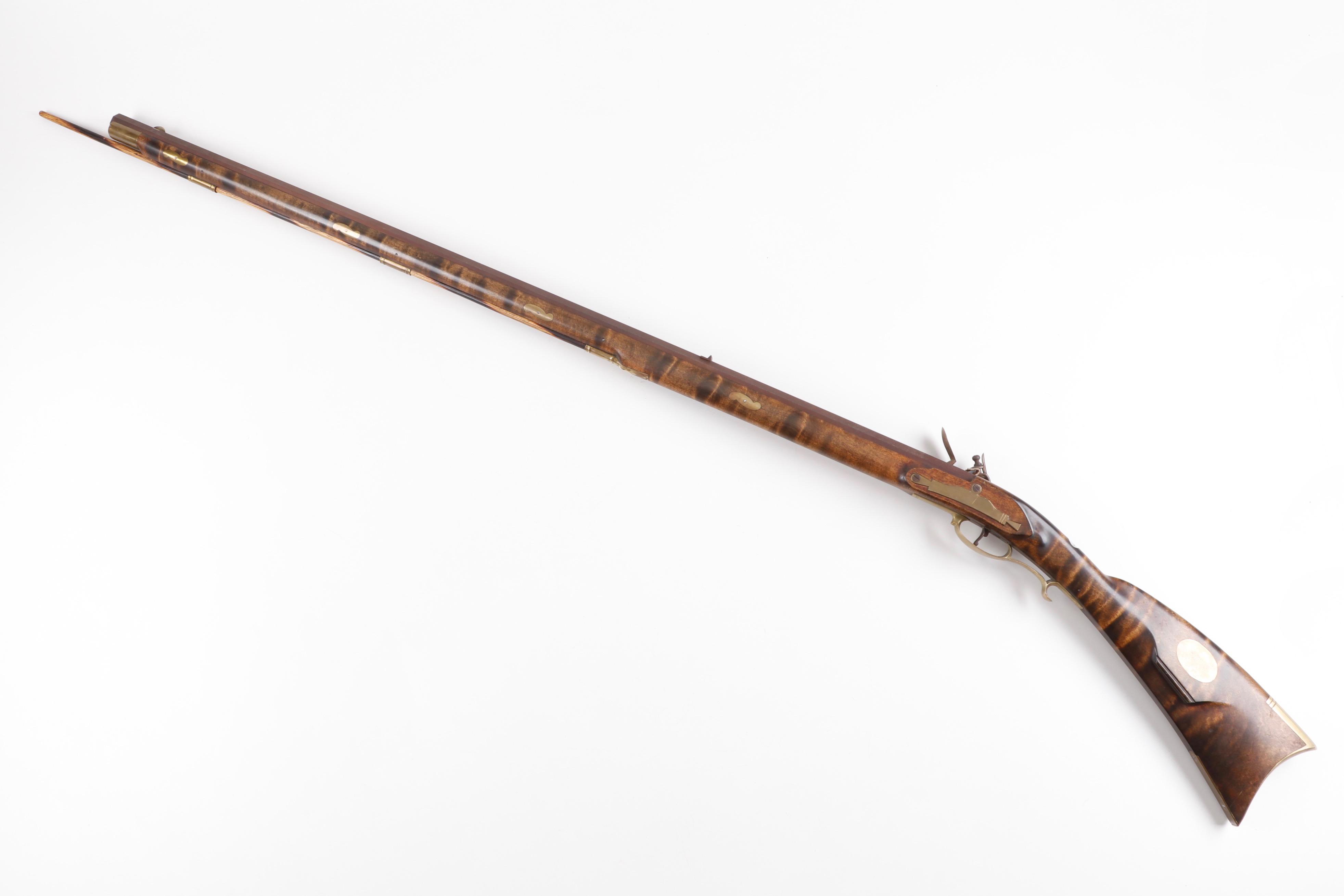 Flintlock Kentucky Long Rifle with Tiger Maple Stock, Late 18th/Early 19th Cent.
