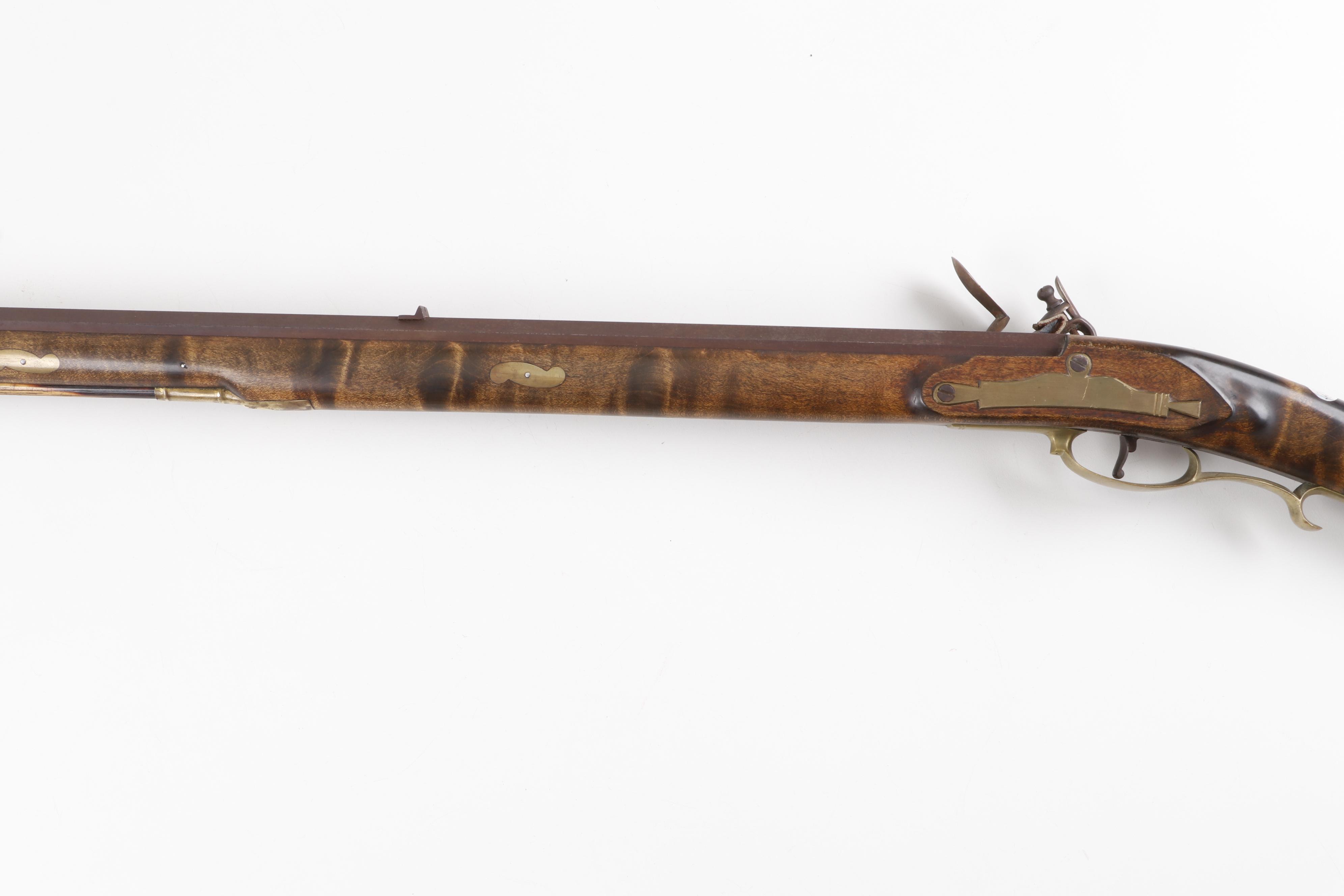 Flintlock Kentucky Long Rifle with Tiger Maple Stock, Late 18th/Early 19th Cent.