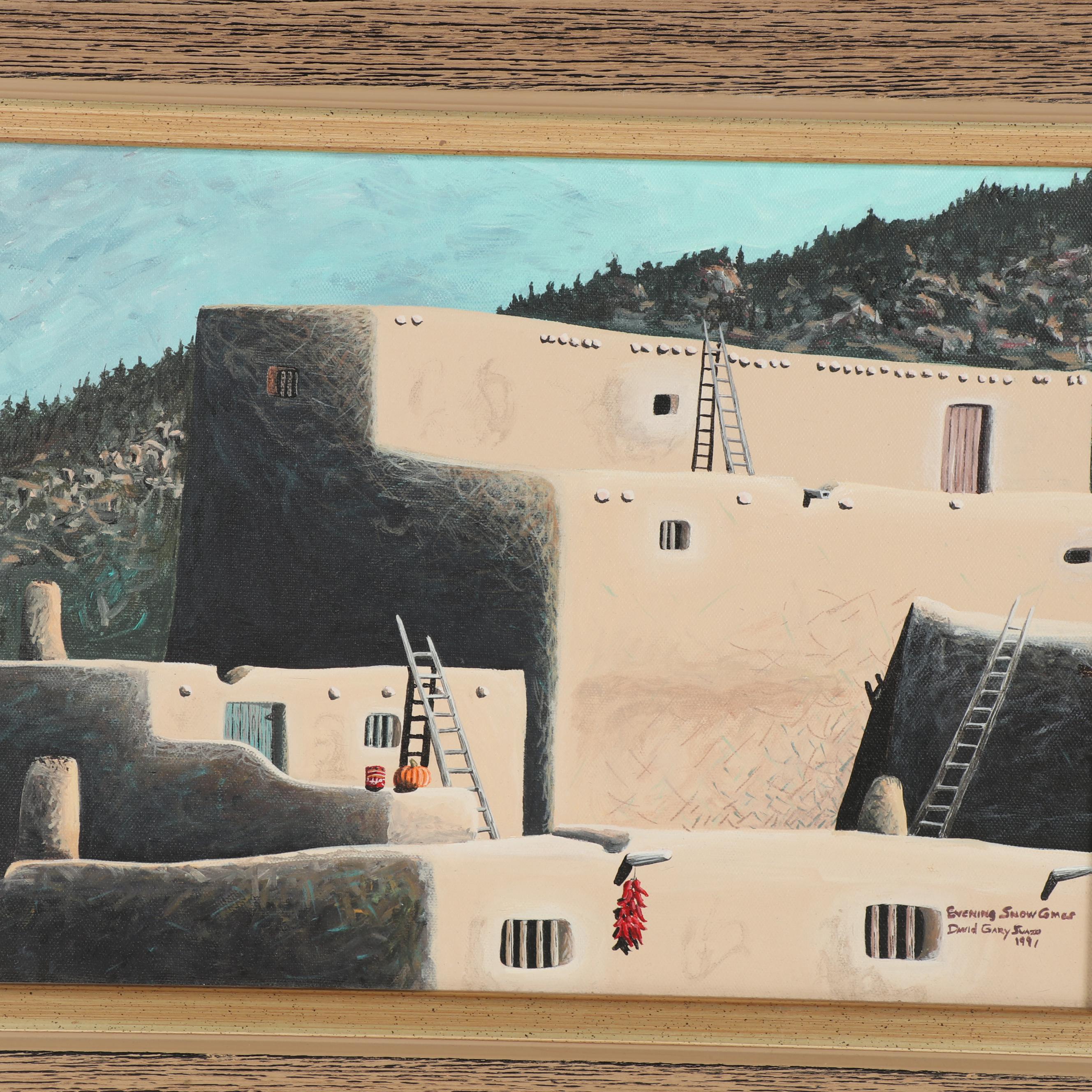 David Gary Suazo Oil Painting "Evening Snow Games"