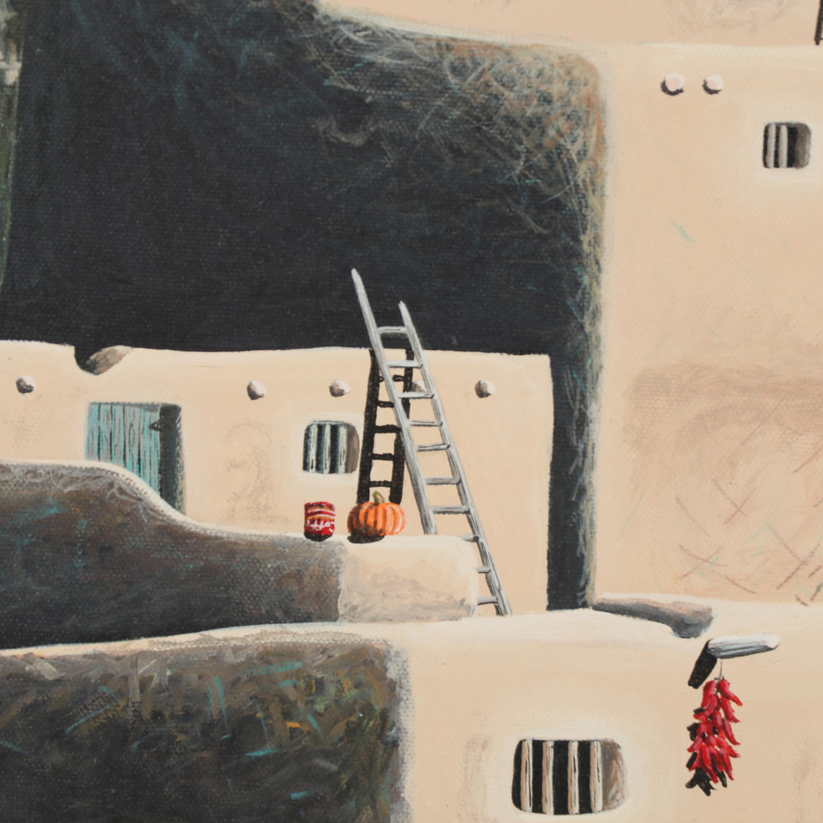 David Gary Suazo Oil Painting "Evening Snow Games"