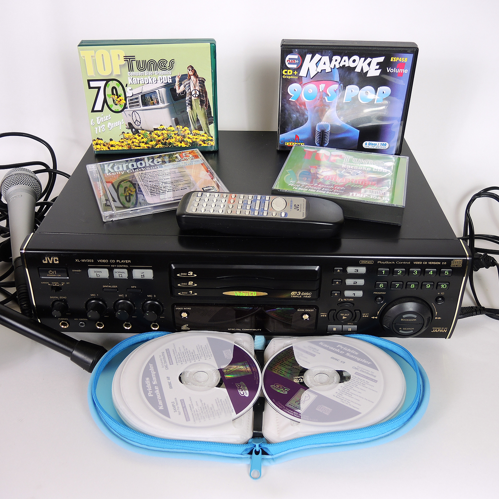 JVC XL-MV303 DISC KARAOKE VIDEO CD Player and Microphones
