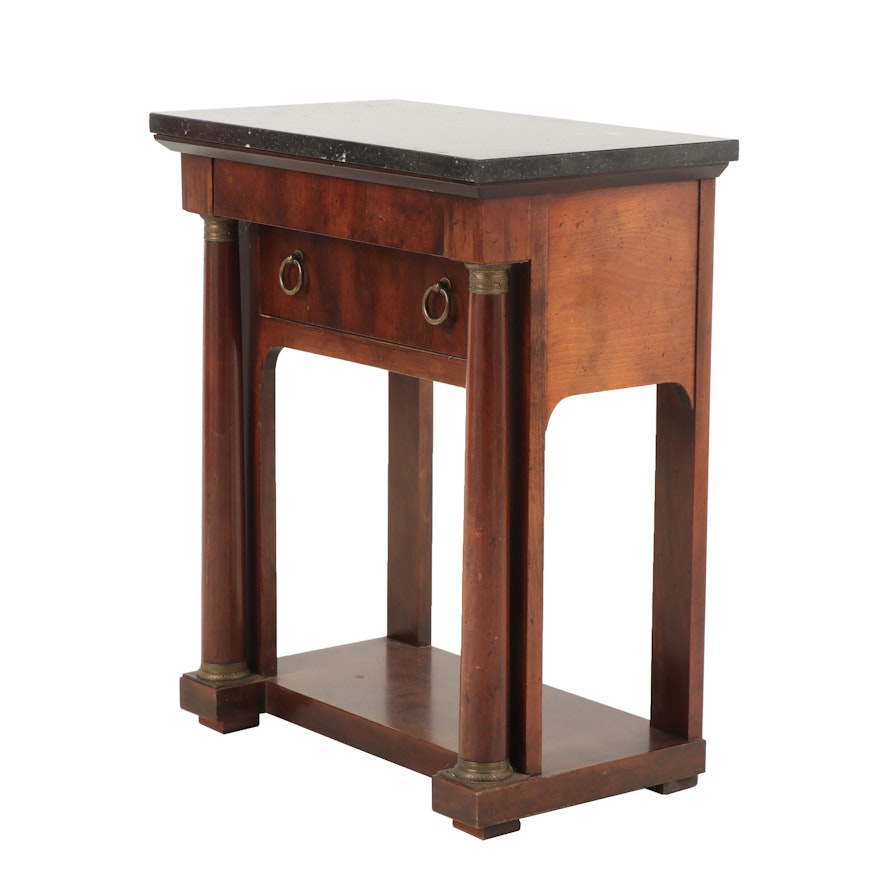 Baker Furniture Stone and Wood Accent Table