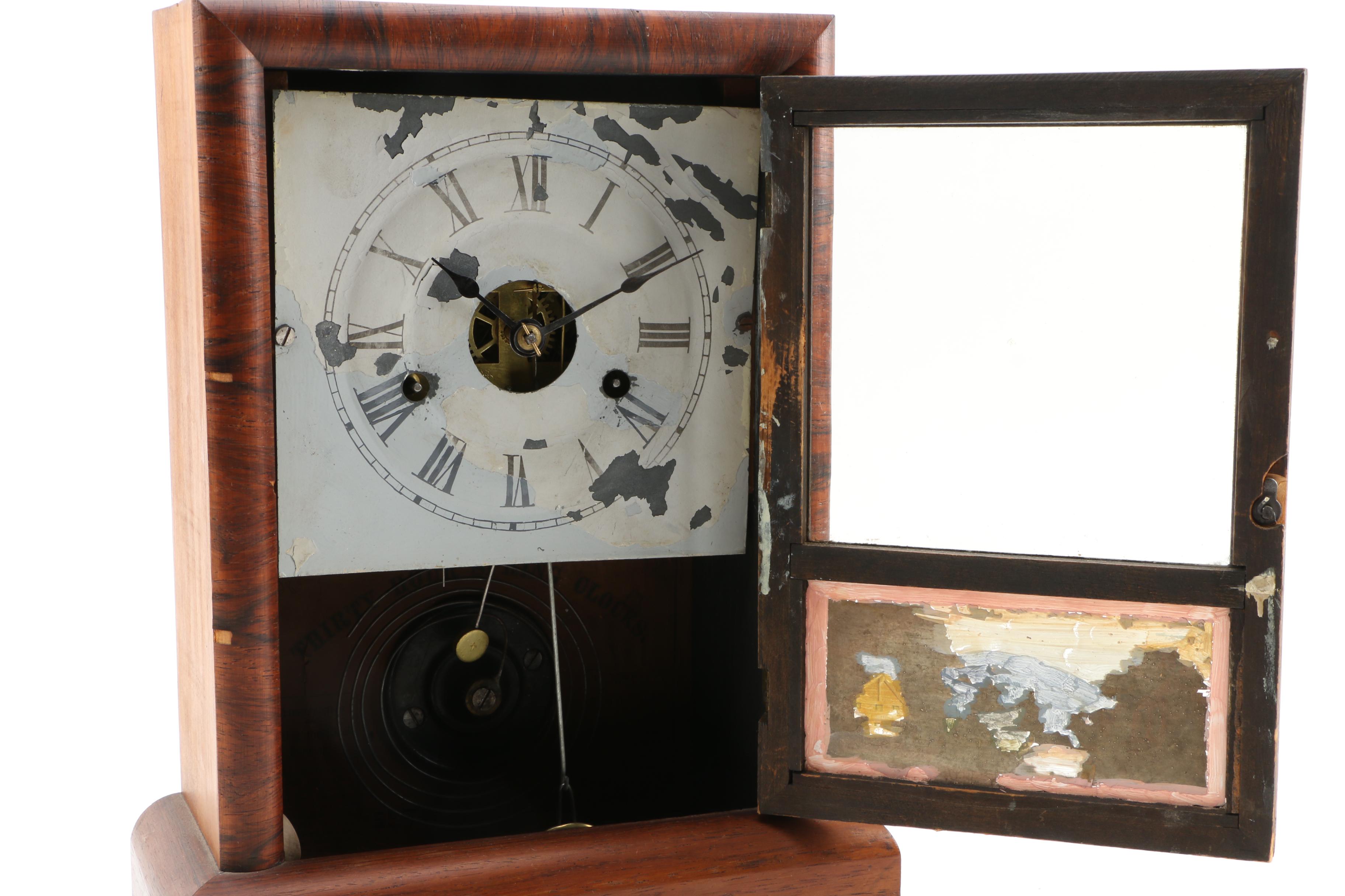 Seth Thomas Mantel Clock with Chromolithograph Alpine Scene