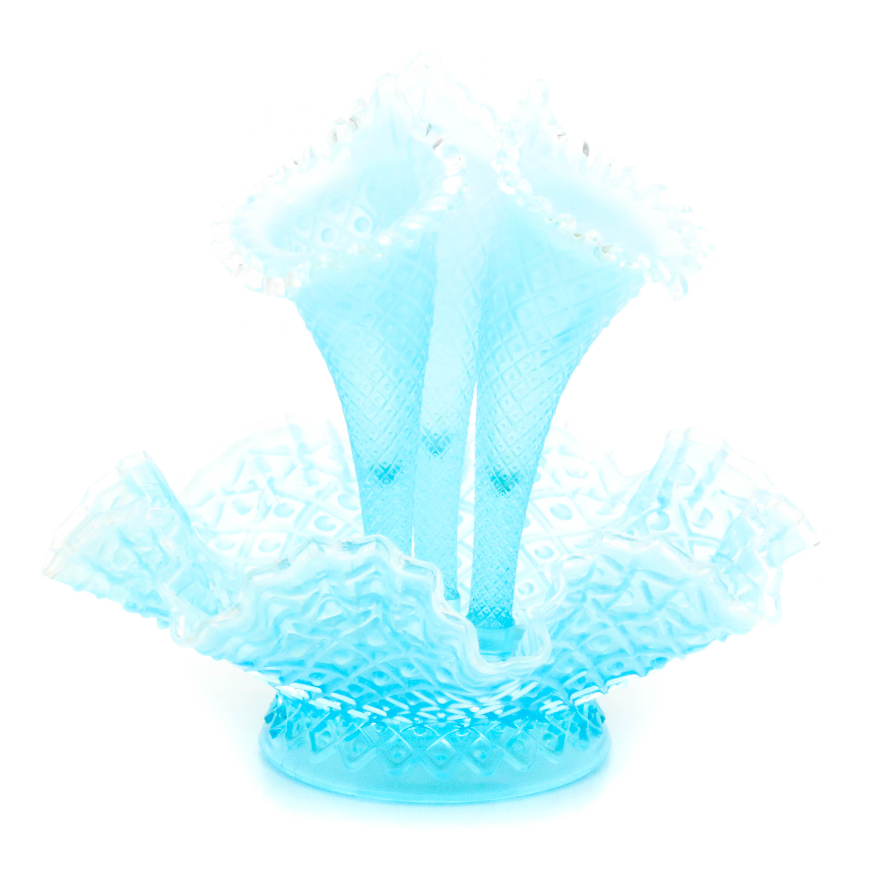 Fenton Blue Opalescent Epergne Centerpiece