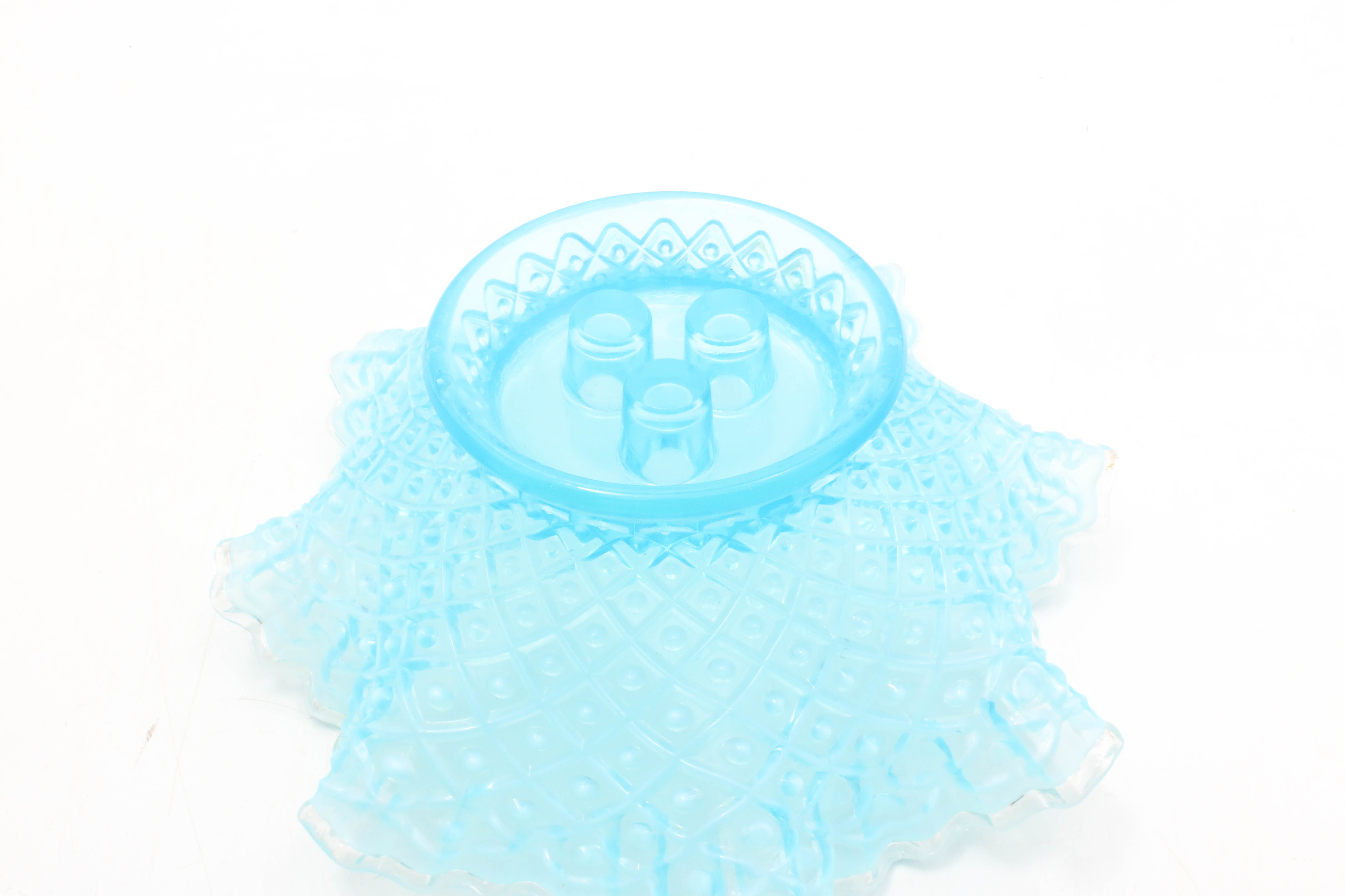 Fenton Blue Opalescent Epergne Centerpiece