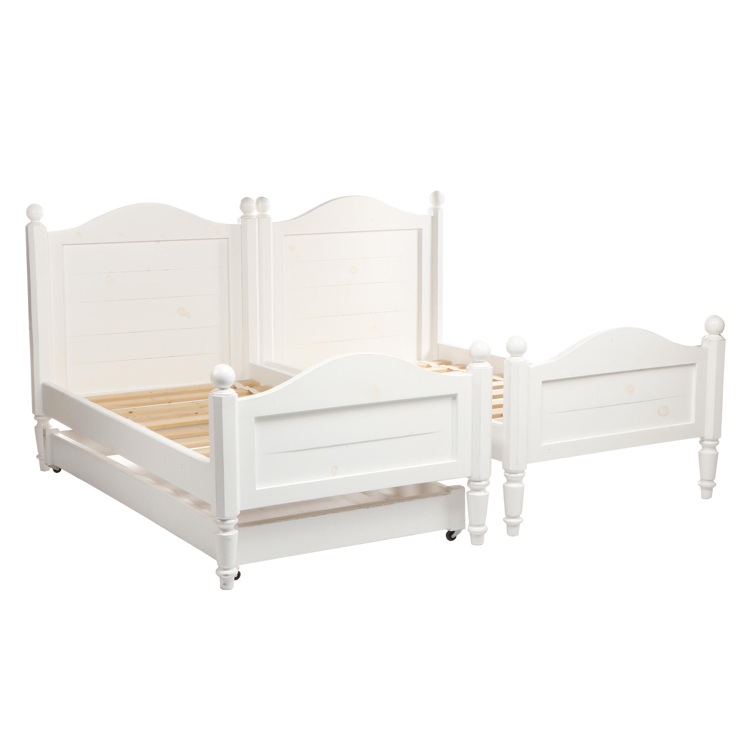 White Wooden Twin Bed Frames with Trundle