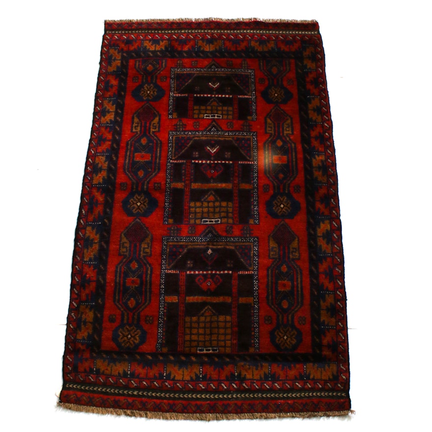 Hand-Knotted Afghani Baluch Area Rug
