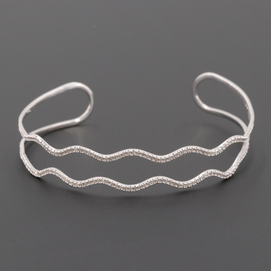 Sterling Silver Diamond Cuff Bracelet