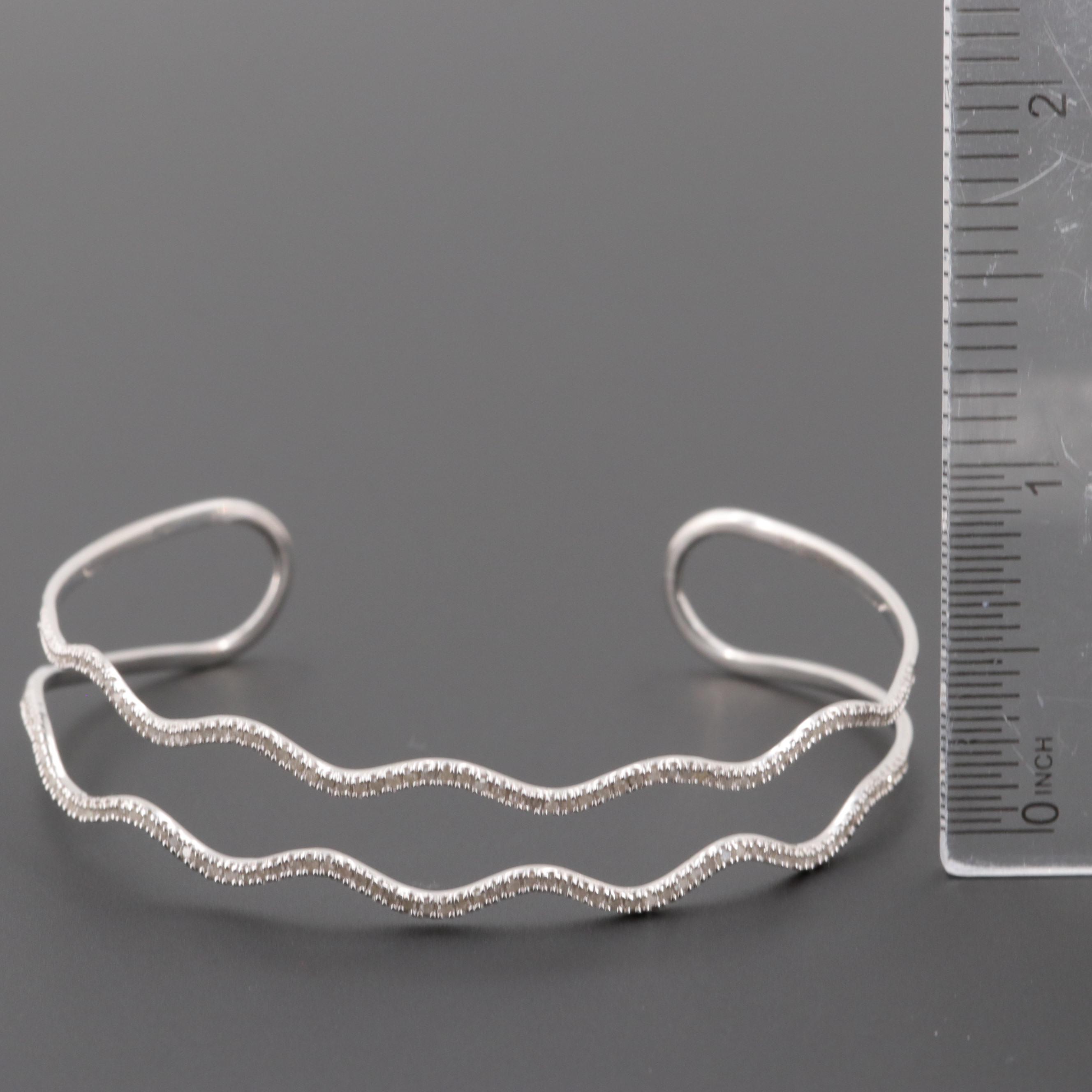 Sterling Silver Diamond Cuff Bracelet