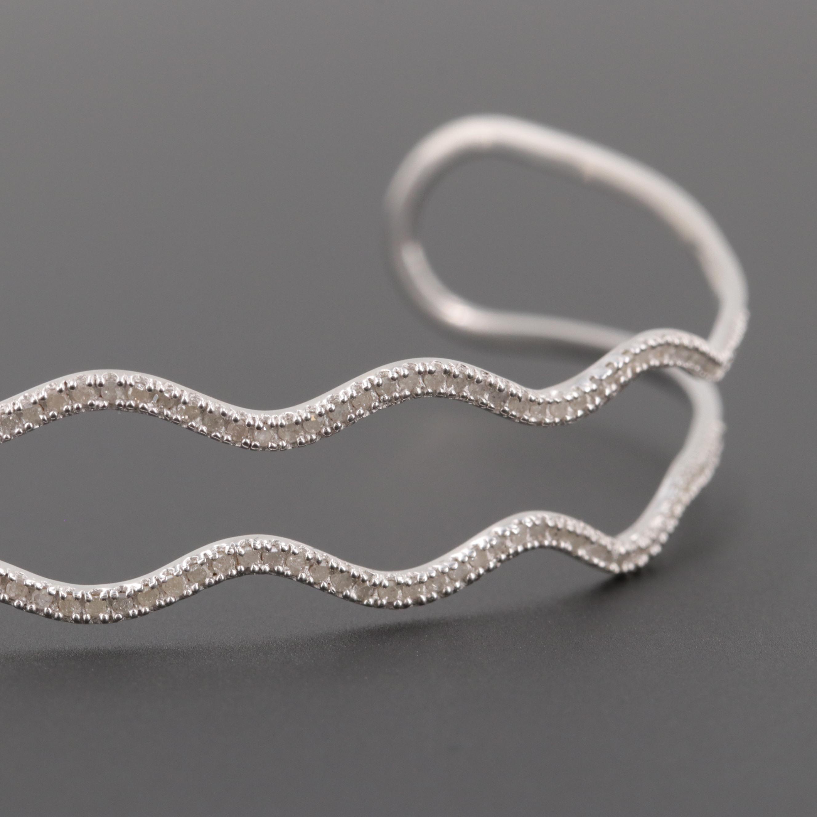 Sterling Silver Diamond Cuff Bracelet