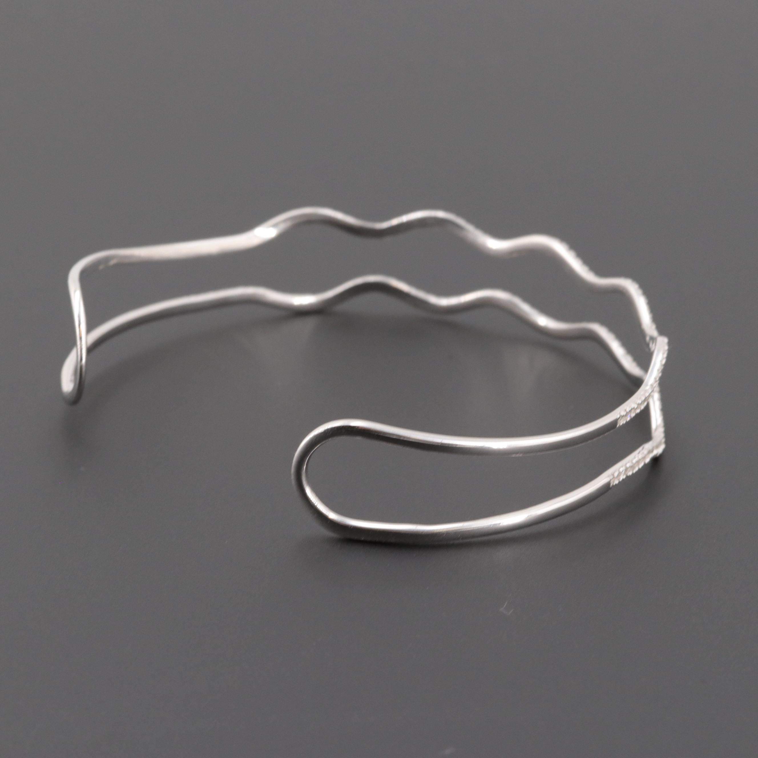 Sterling Silver Diamond Cuff Bracelet