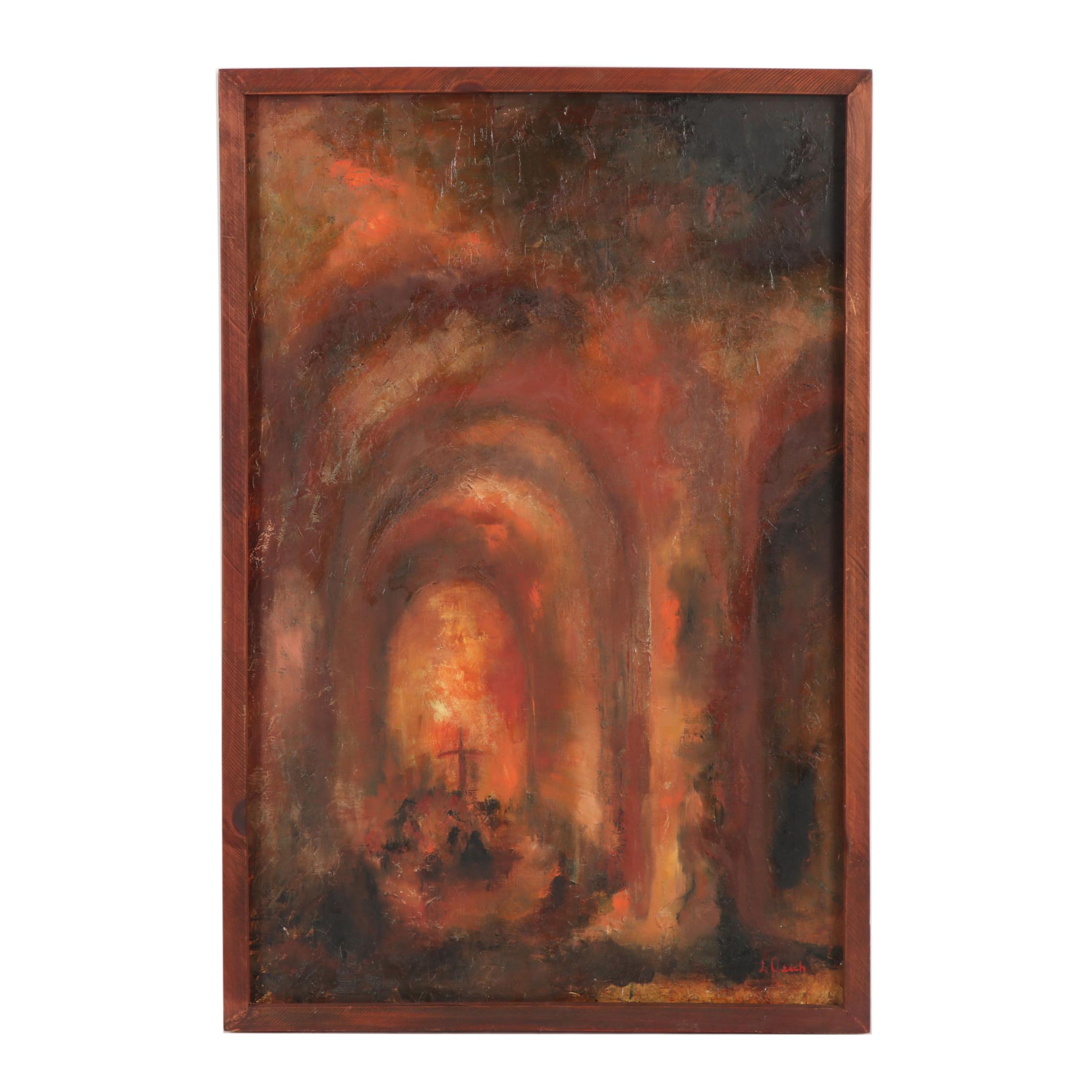 Late 20th Century Expressionism Style Oil Painting