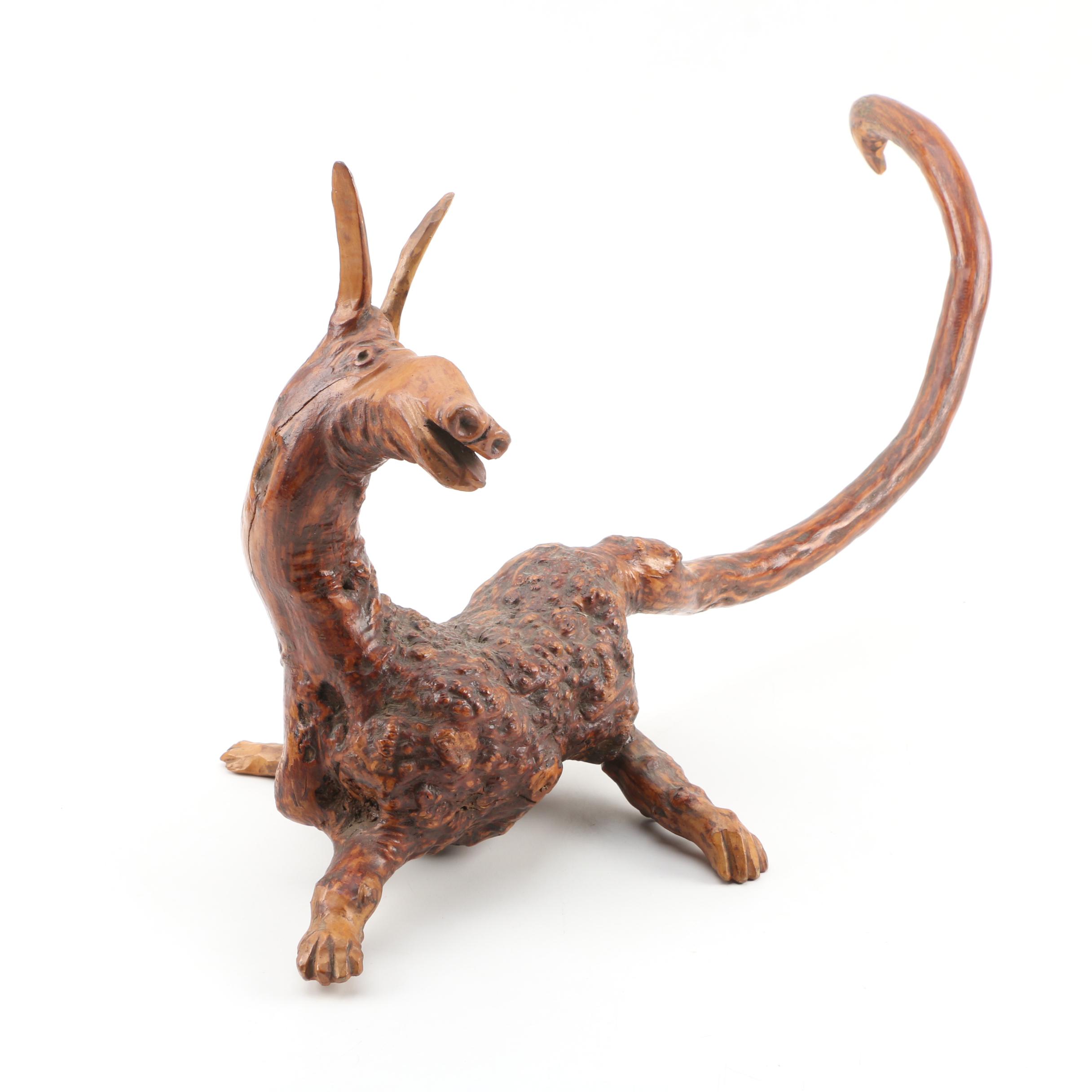 Carved Burl Wood Folk Art Sculpture