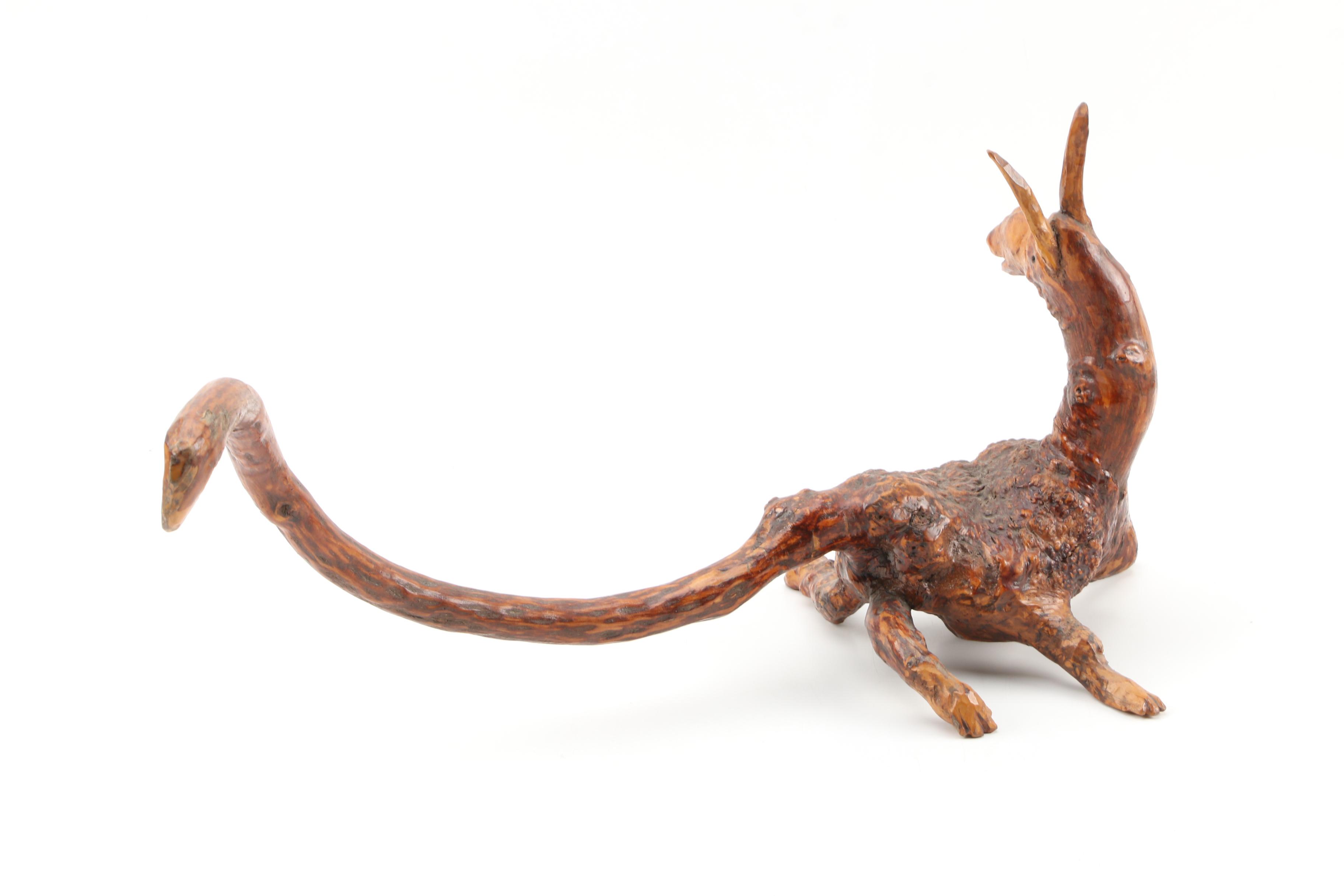 Carved Burl Wood Folk Art Sculpture