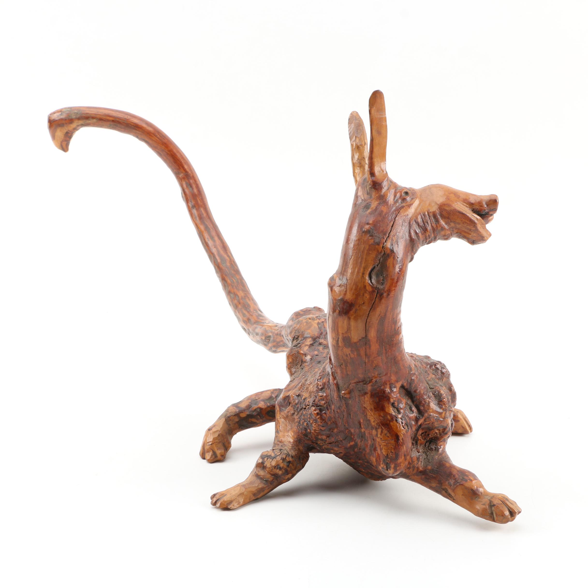 Carved Burl Wood Folk Art Sculpture