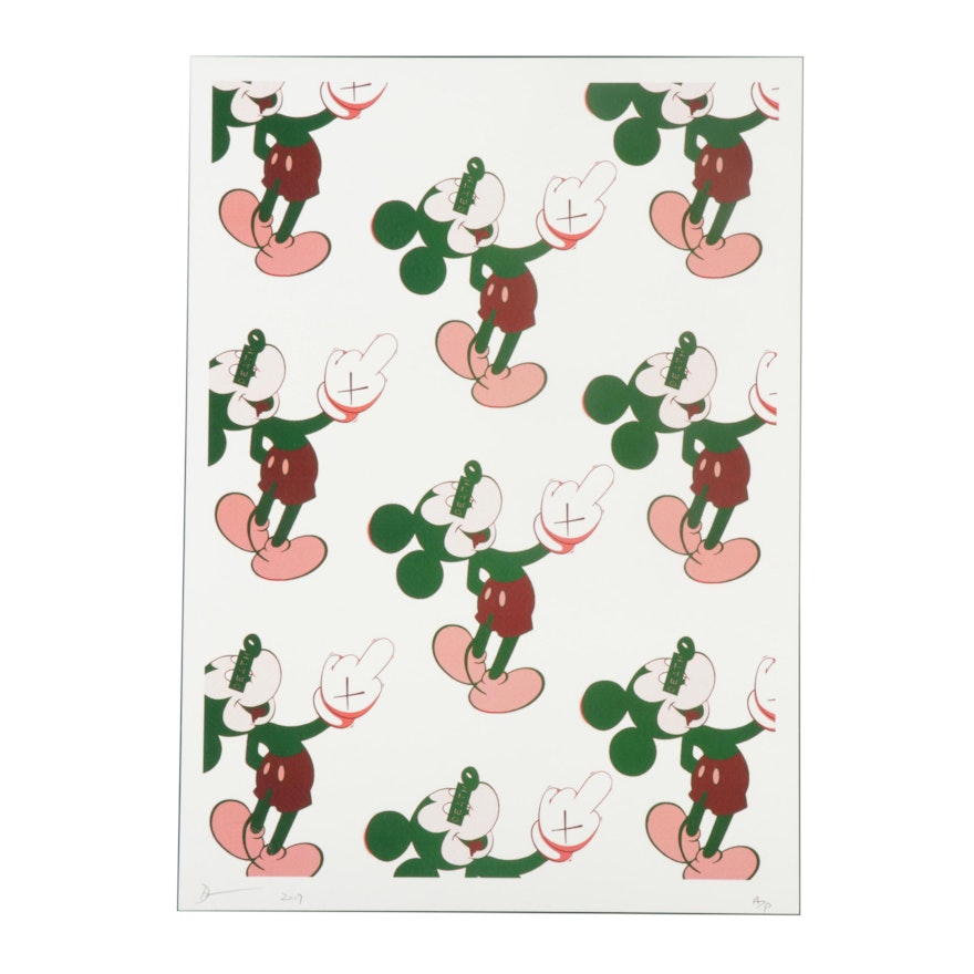 Death NYC Offset Print "Mouse Finger Repeat Green Red"