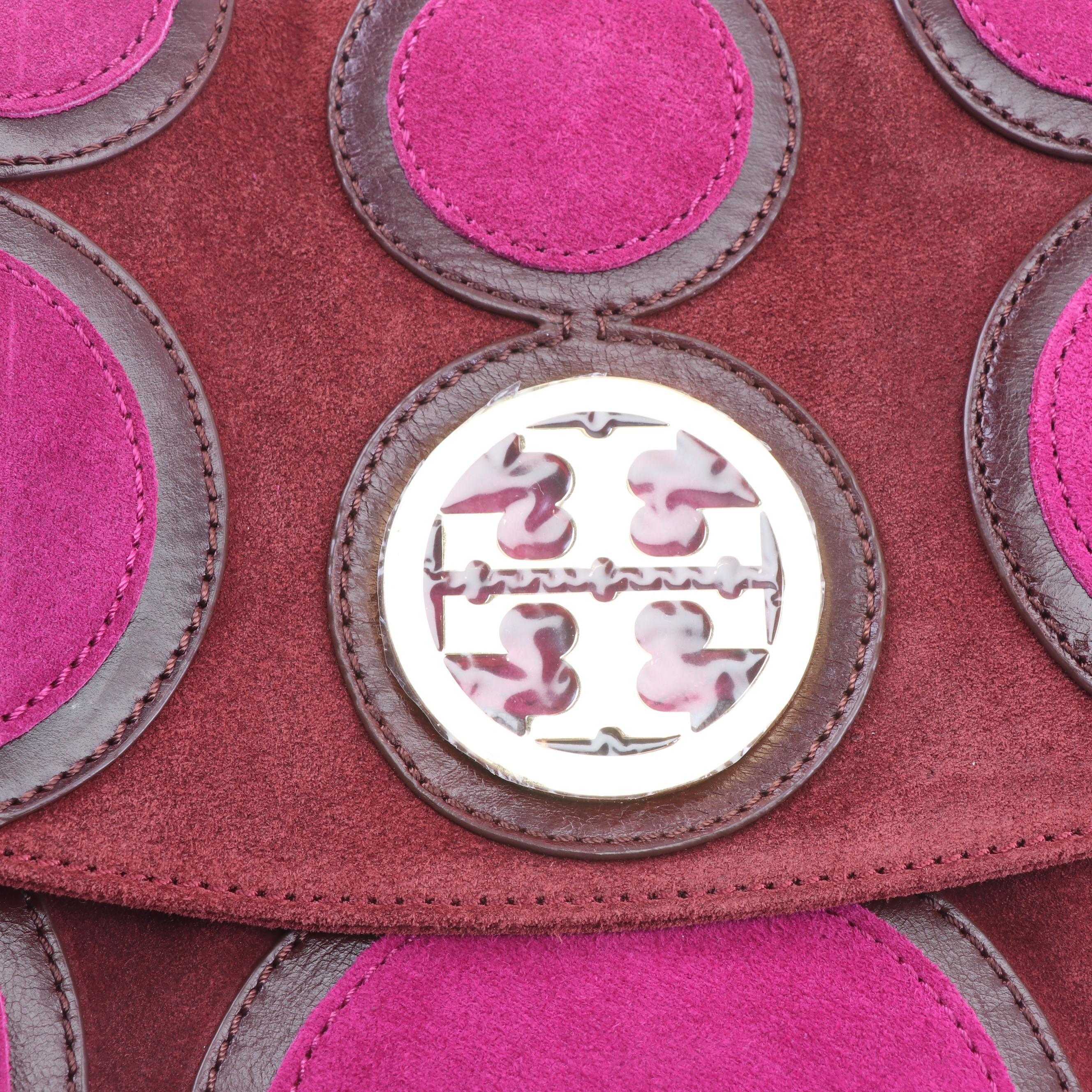 Tory Burch Suede and Leather Circle Happy Hobo Bag