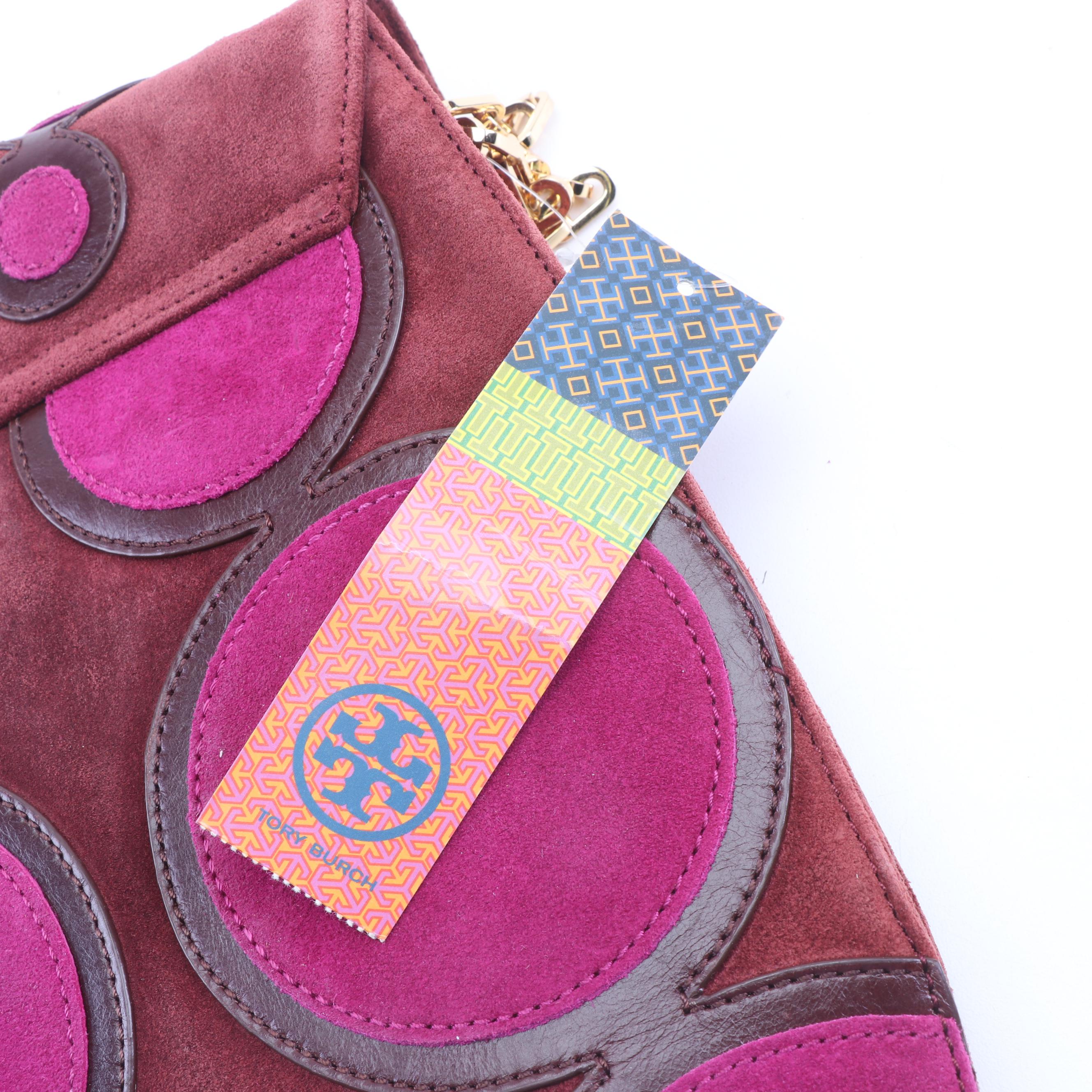 Tory Burch Suede and Leather Circle Happy Hobo Bag