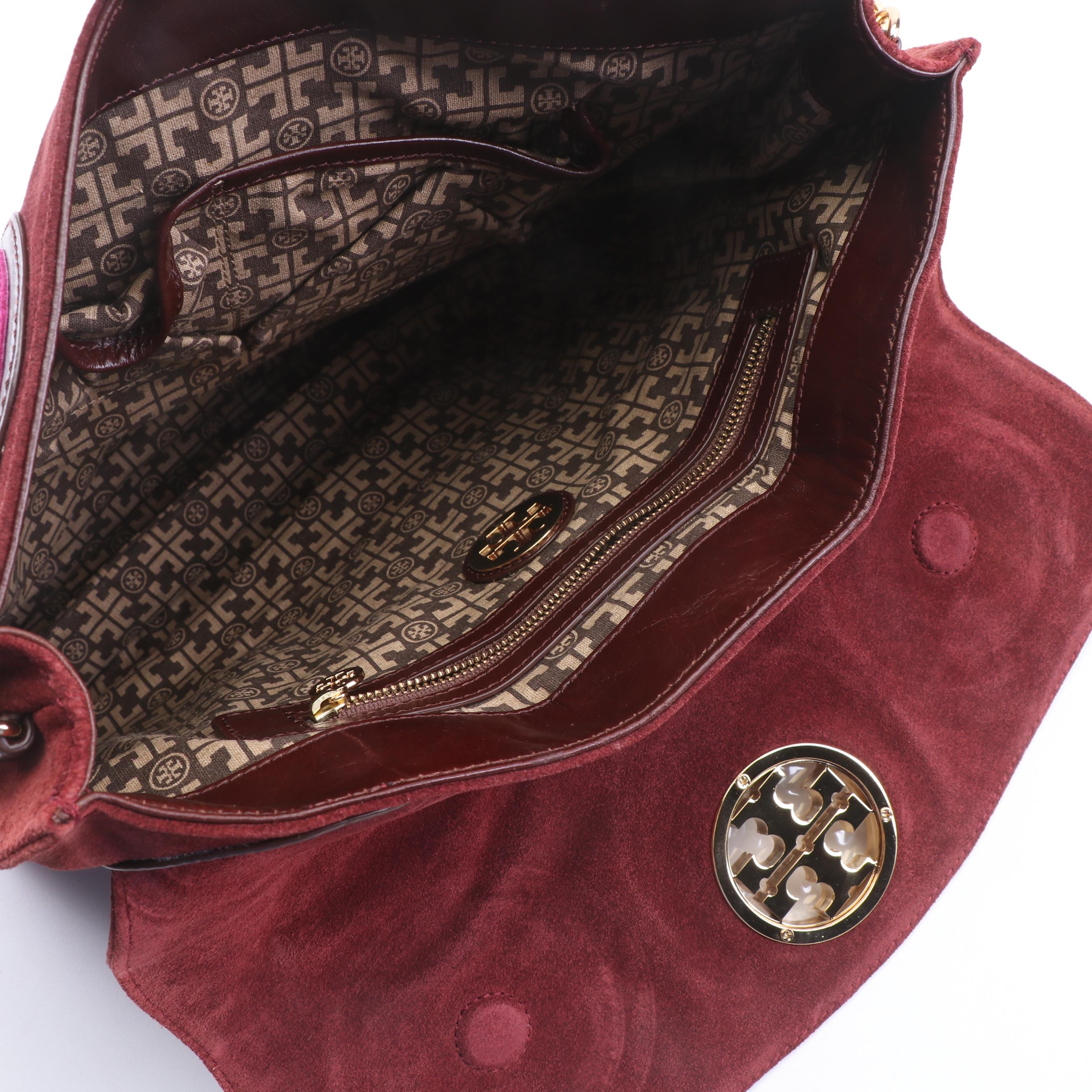 Tory Burch Suede and Leather Circle Happy Hobo Bag