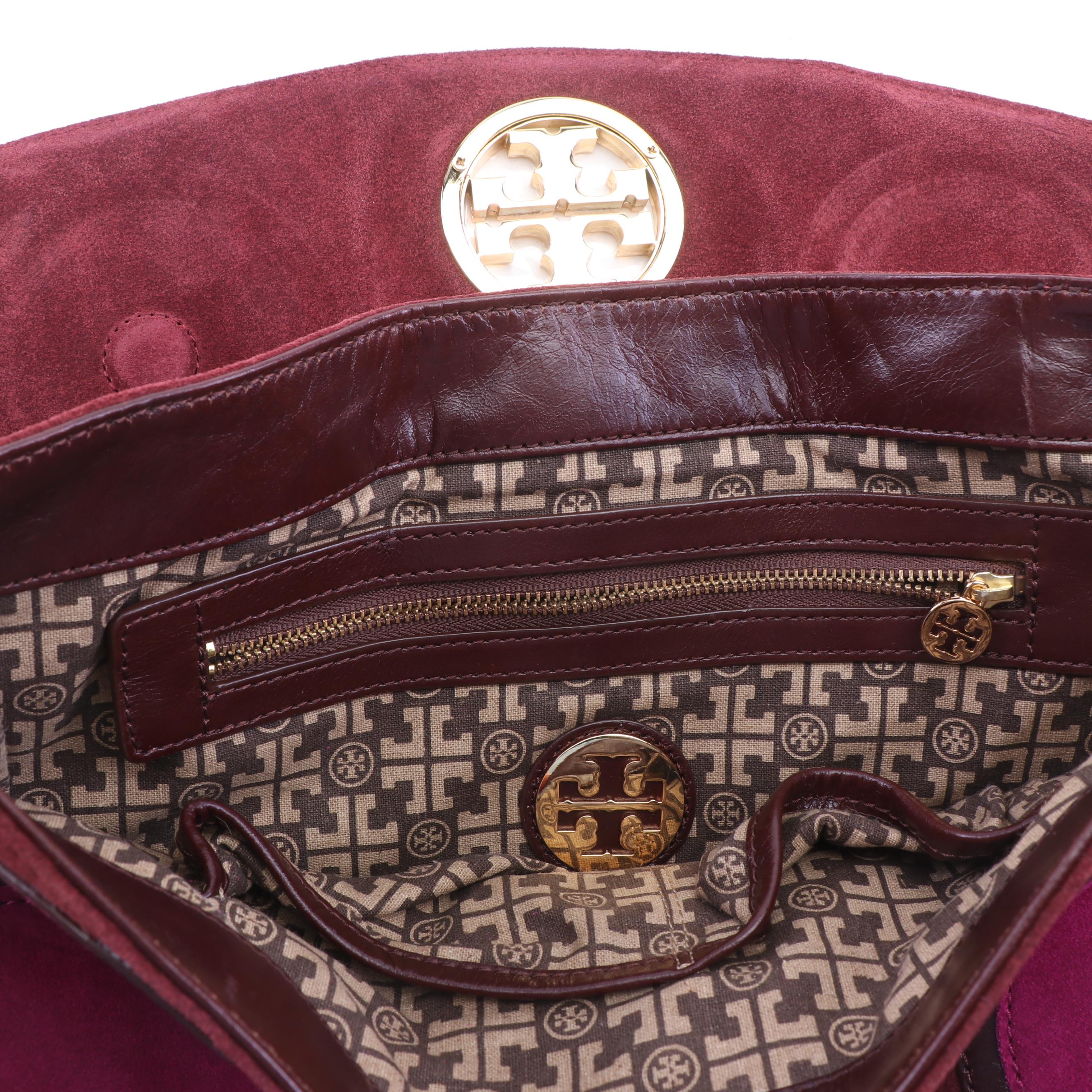 Tory Burch Suede and Leather Circle Happy Hobo Bag