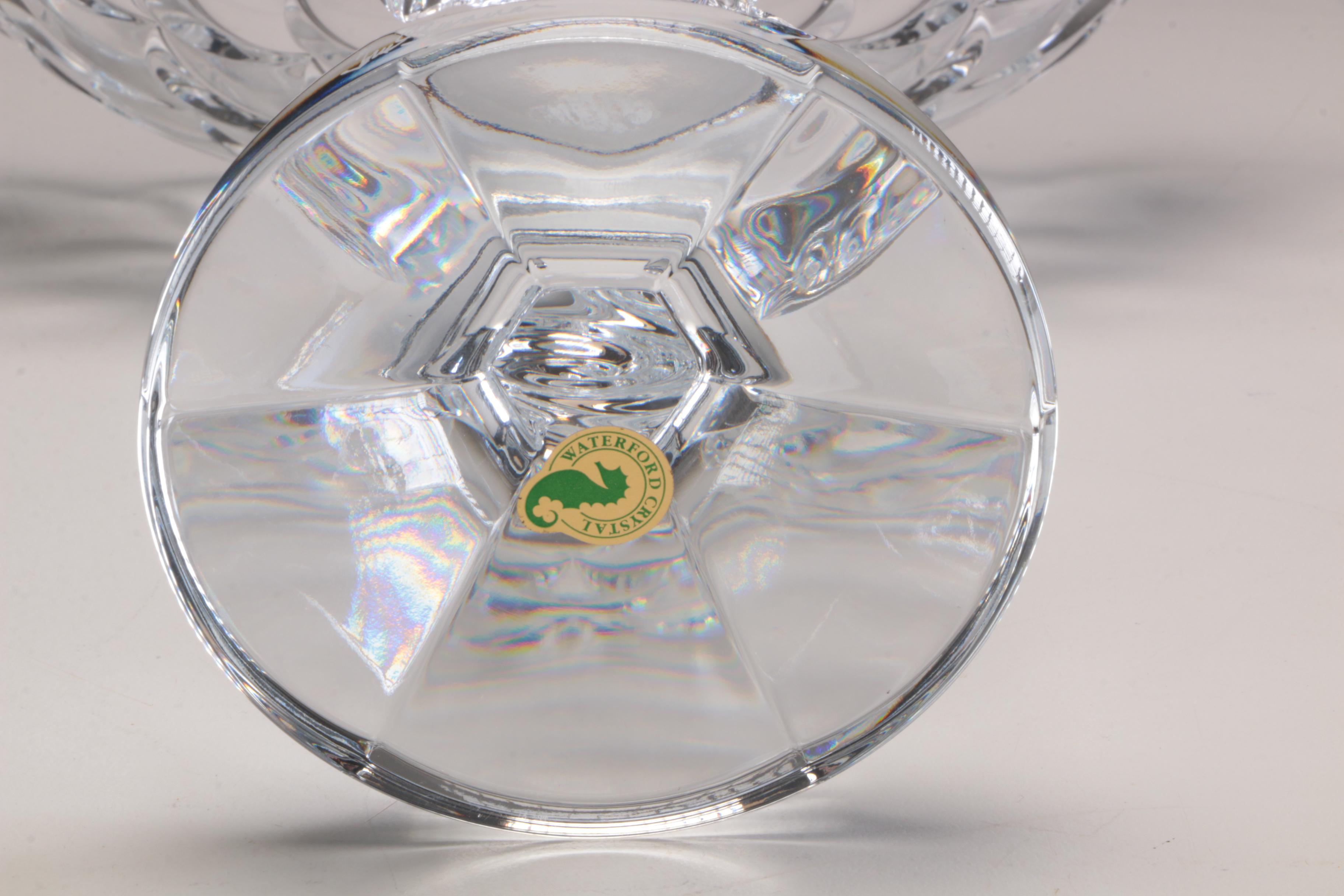 Waterford Crystal "Seahorse" Centerpiece Compote and Candlesticks