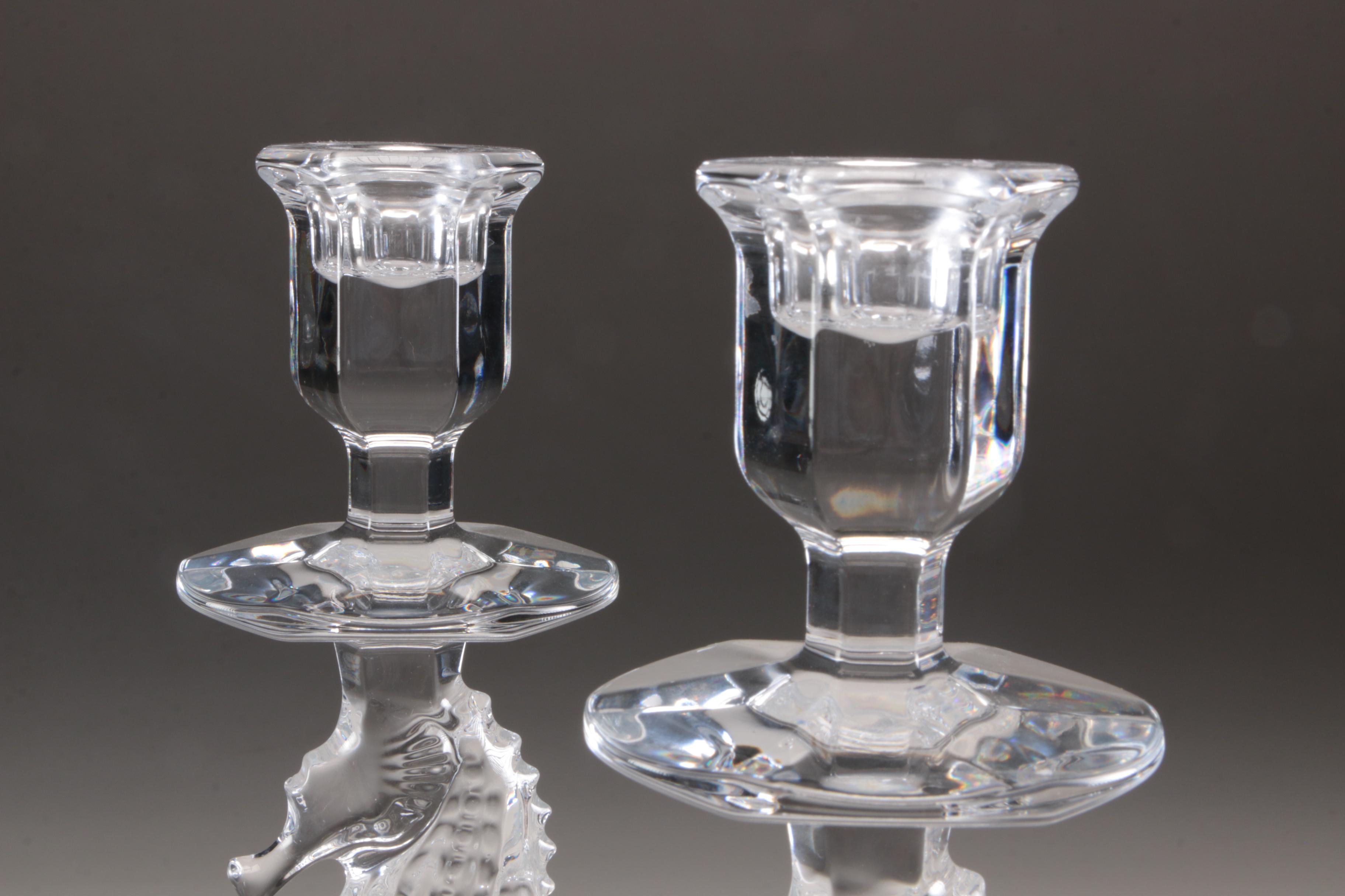 Waterford Crystal "Seahorse" Centerpiece Compote and Candlesticks