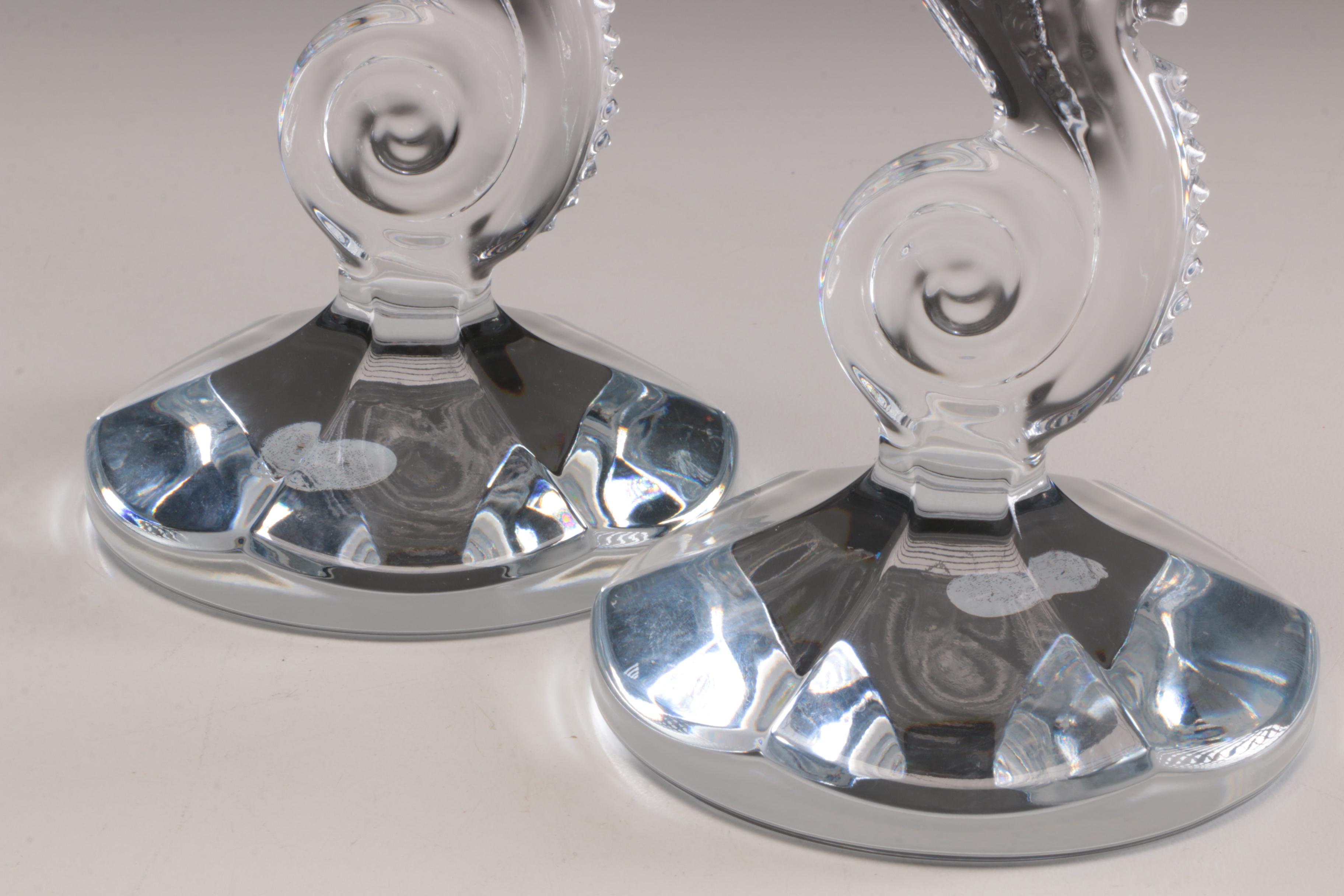 Waterford Crystal "Seahorse" Centerpiece Compote and Candlesticks