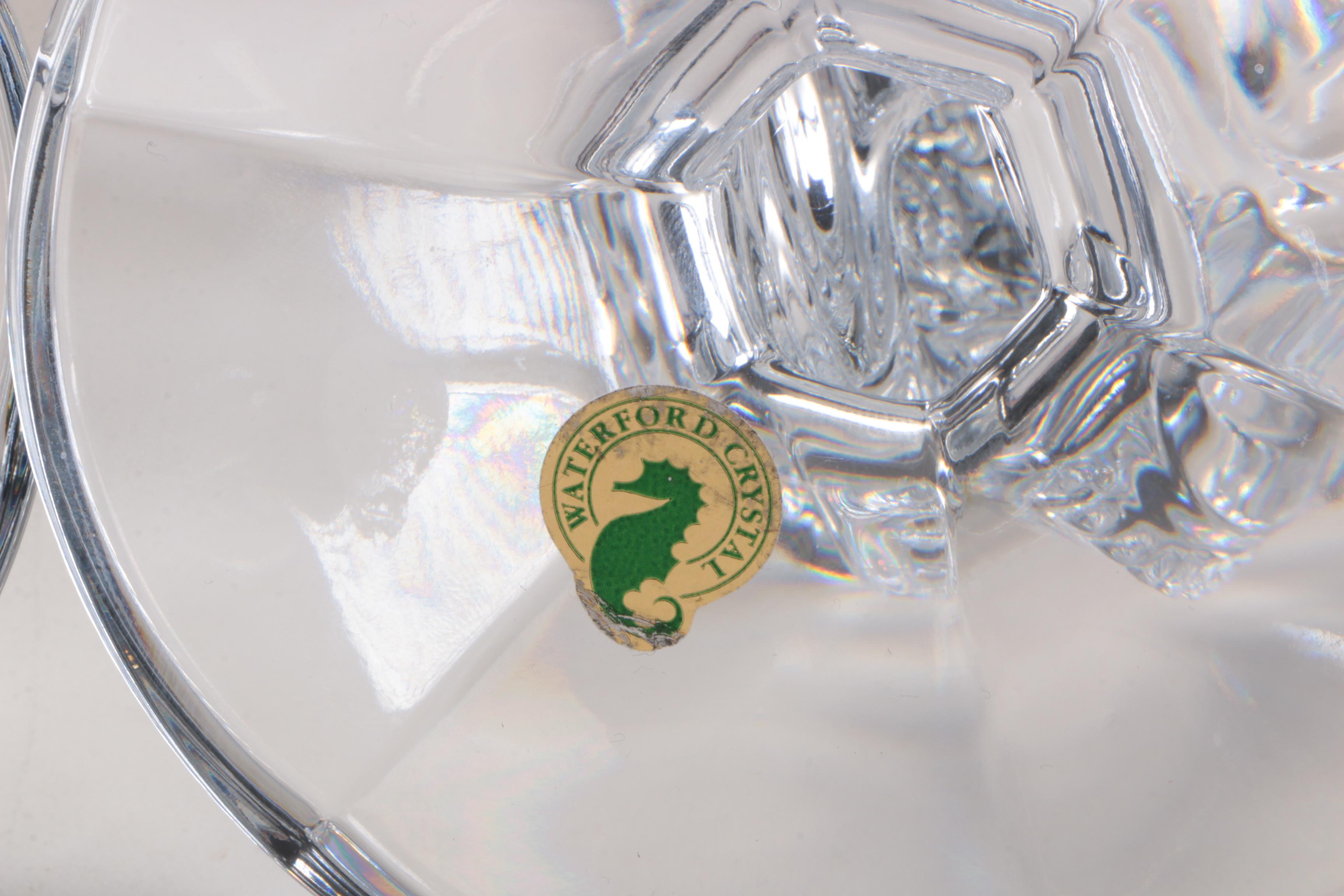 Waterford Crystal "Seahorse" Centerpiece Compote and Candlesticks