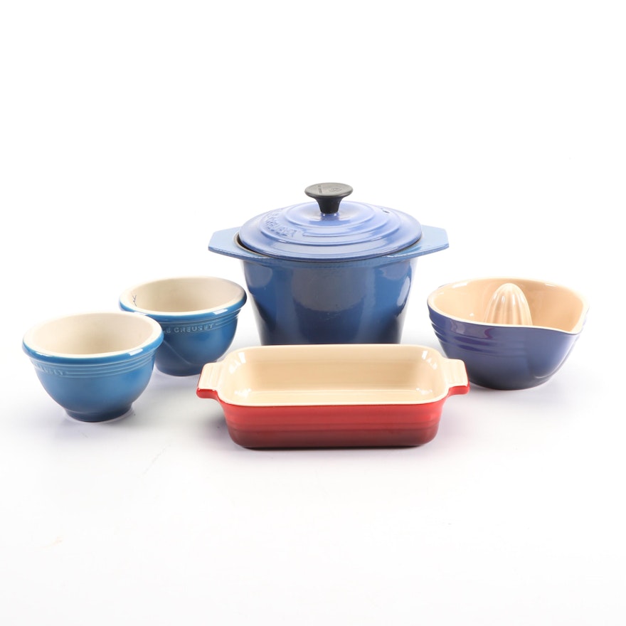 Le Creuset Small Enameled Cast Iron Pot and Ceramic Bakeware