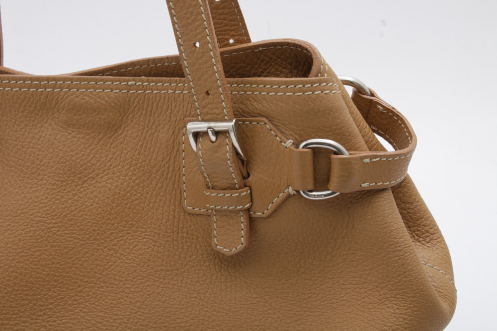 Prada Vitello Daino Pebbled Leather Top Handle Shoulder Bag