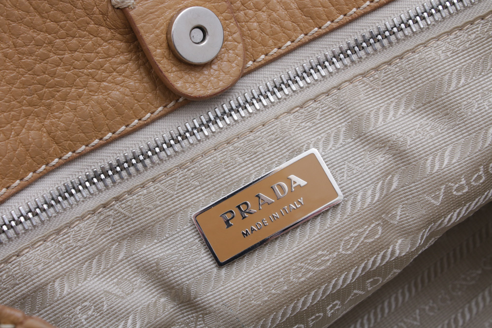 Prada Vitello Daino Pebbled Leather Top Handle Shoulder Bag