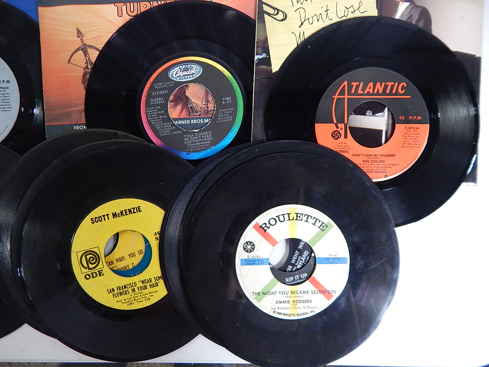 1960s/1970s 45 RPM Record Albums with Tina Turner, Phil Collins, Everly Brothers