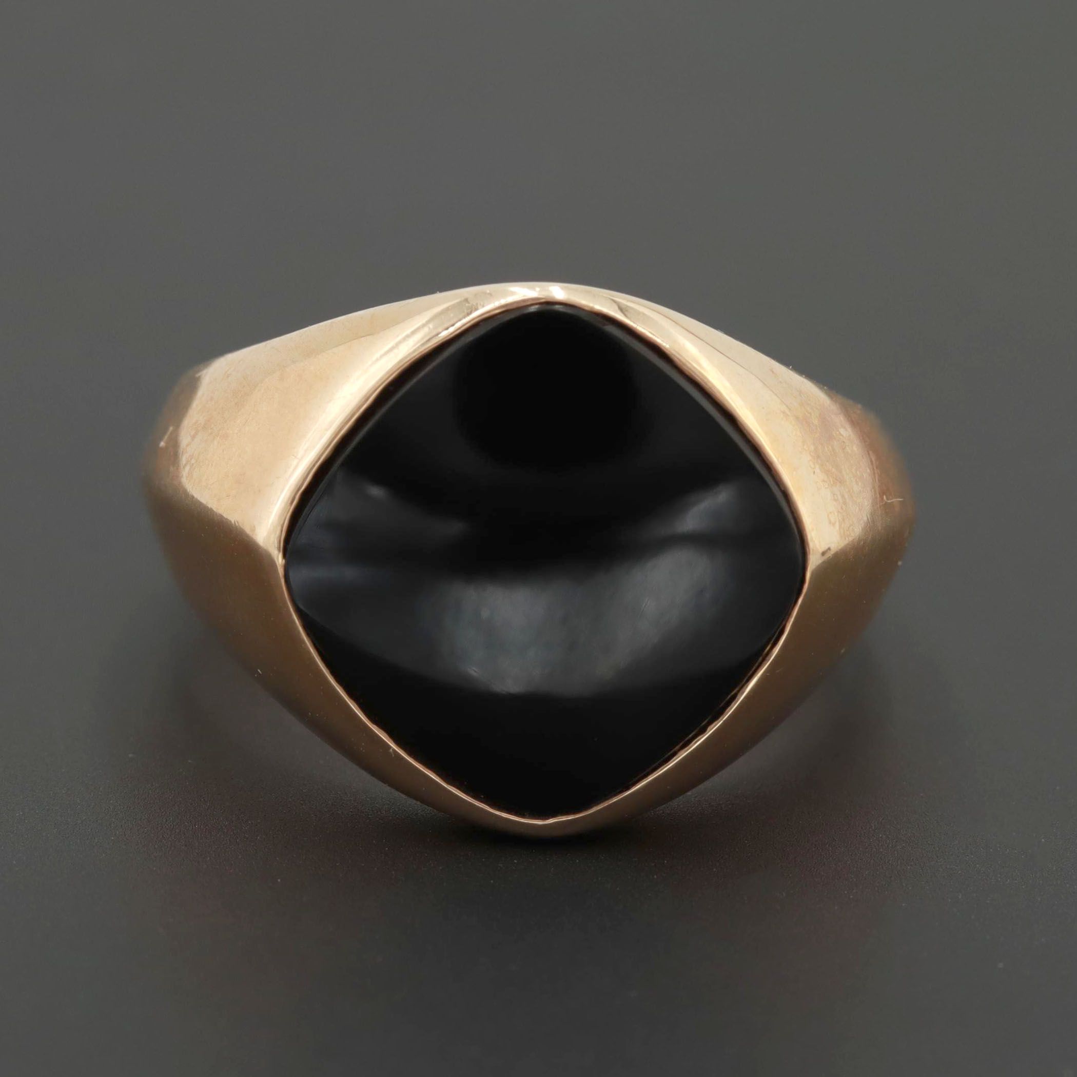 10K Yellow Gold Black Onyx Ring